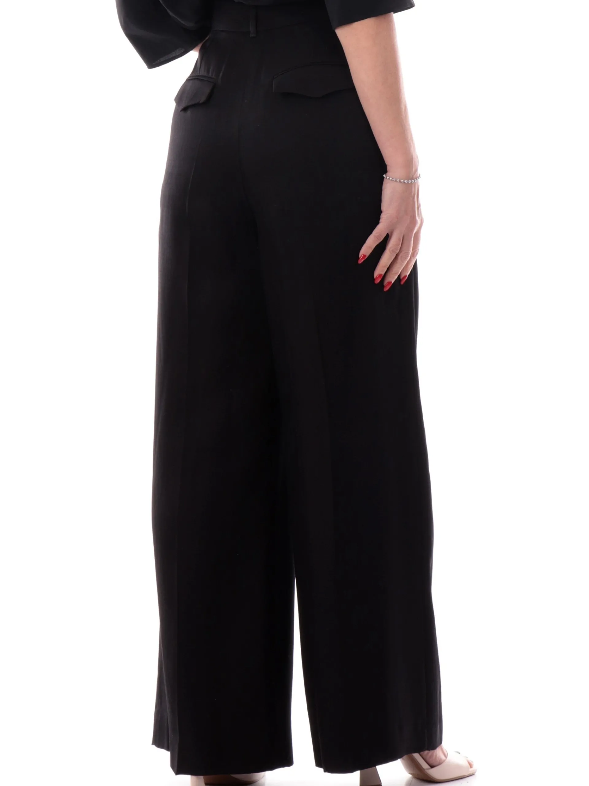 EMME MARELLA Pantaloni*Pantaloni vita alta neri da donna lunghi PIANOSA 007
