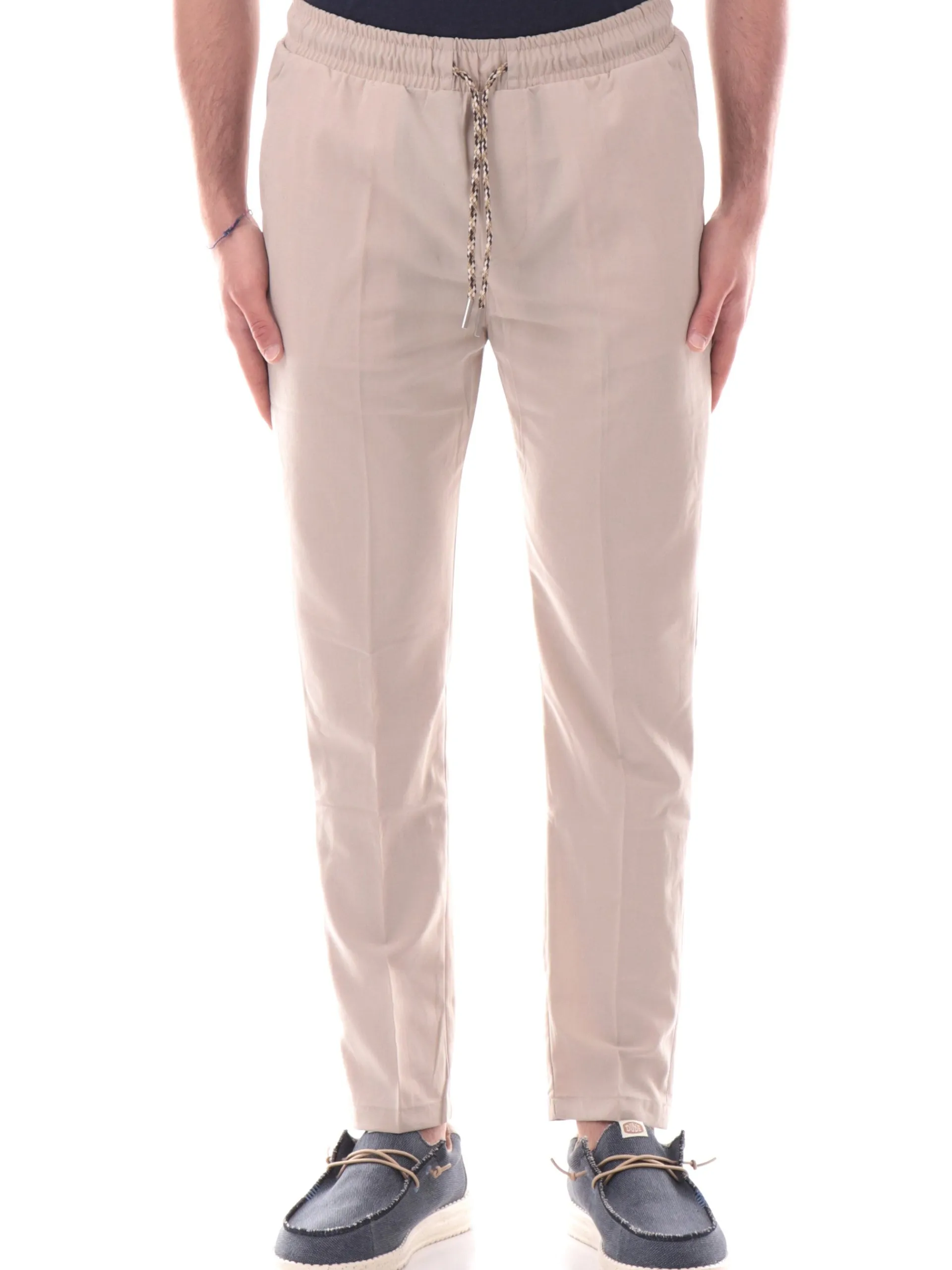GIANNI LUPO Pantaloni*Pantaloni beige da uomo con coulisse Leonard GL003BDS25