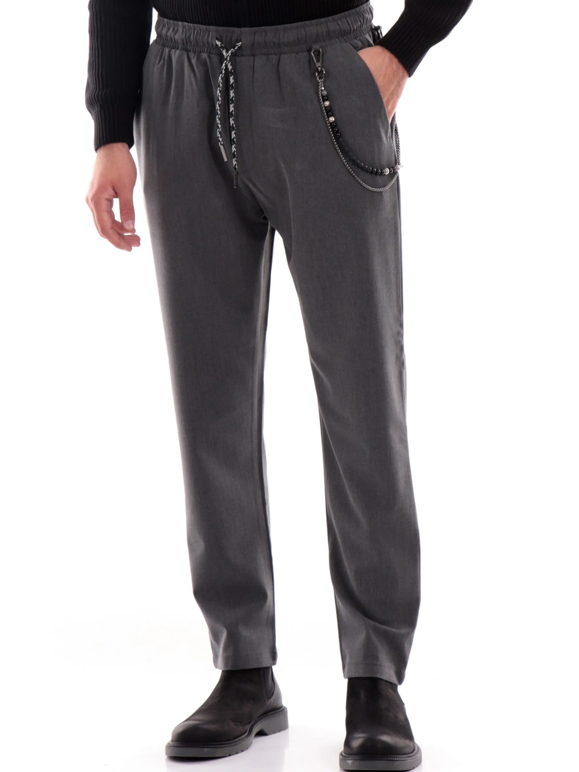 GIANNI LUPO Pantaloni*Pantaloni grigi da uomo Leonard con laccio GL5107BDF24