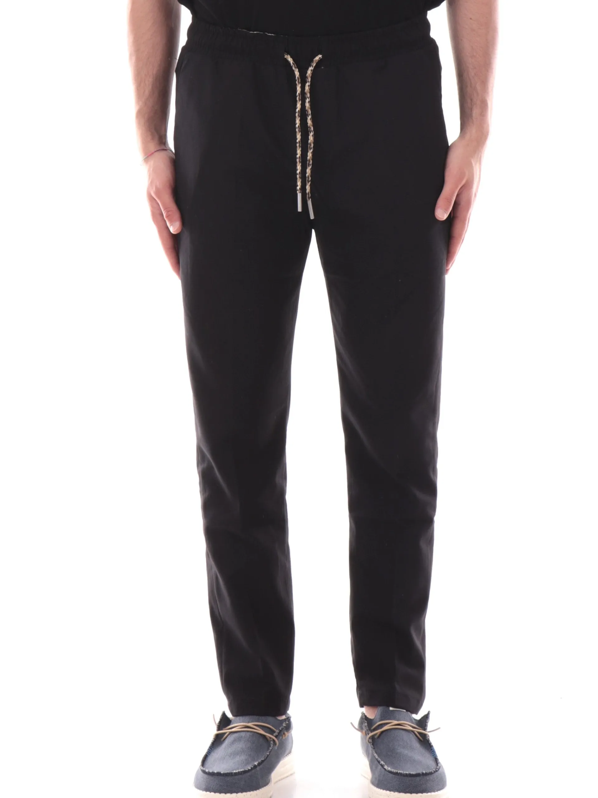 GIANNI LUPO Pantaloni*Pantaloni neri da uomo con coulisse Leonard GL003BDS25