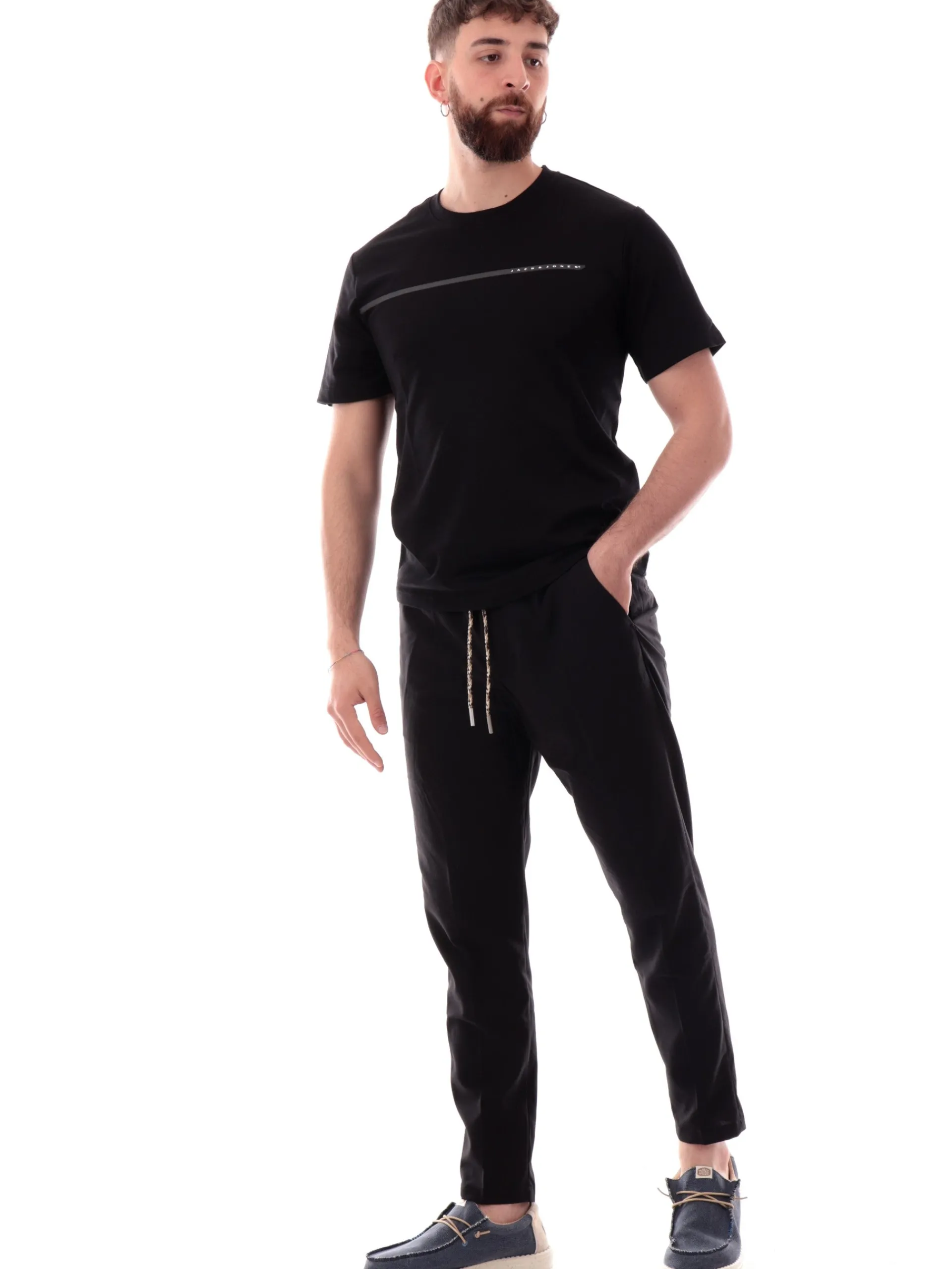 GIANNI LUPO Pantaloni*Pantaloni neri da uomo con coulisse Leonard GL003BDS25