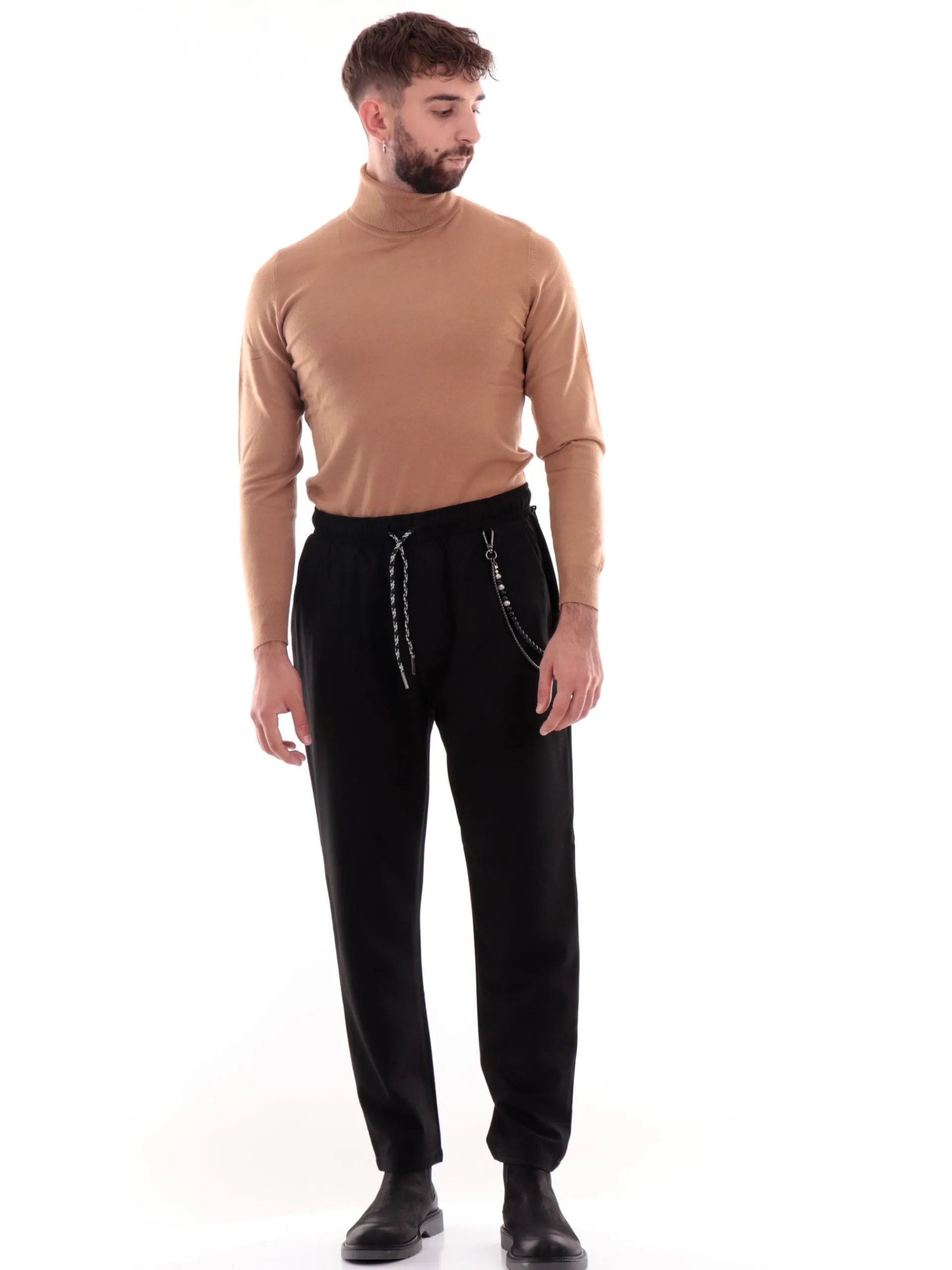 GIANNI LUPO Pantaloni*Pantaloni neri da uomo Leonard con laccio GL5107BDF24