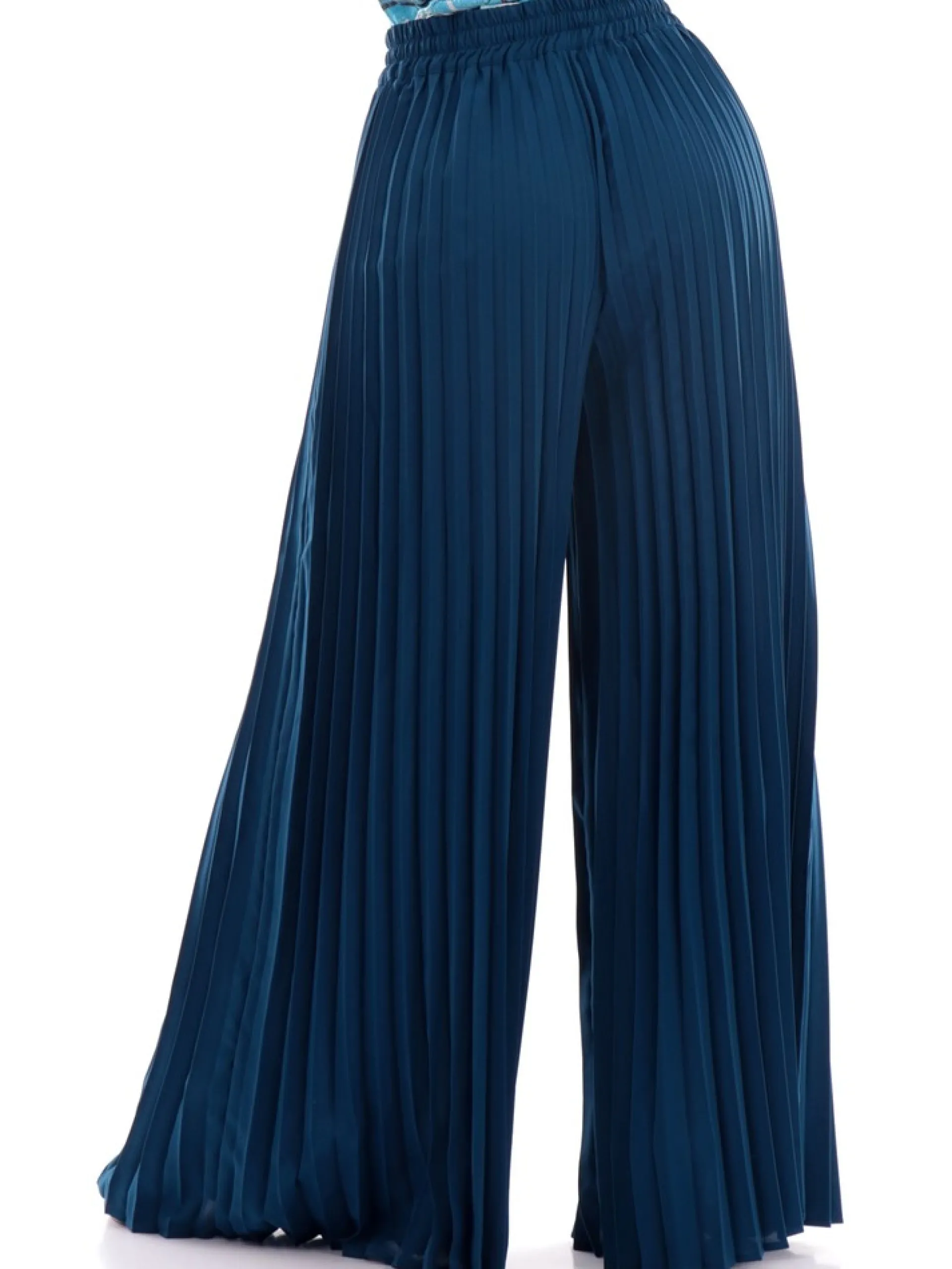 GUESS Pantaloni*Pantaloni Blu da Donna a Palazzo Plissettati Sveva Pants W3GB51WFEA2