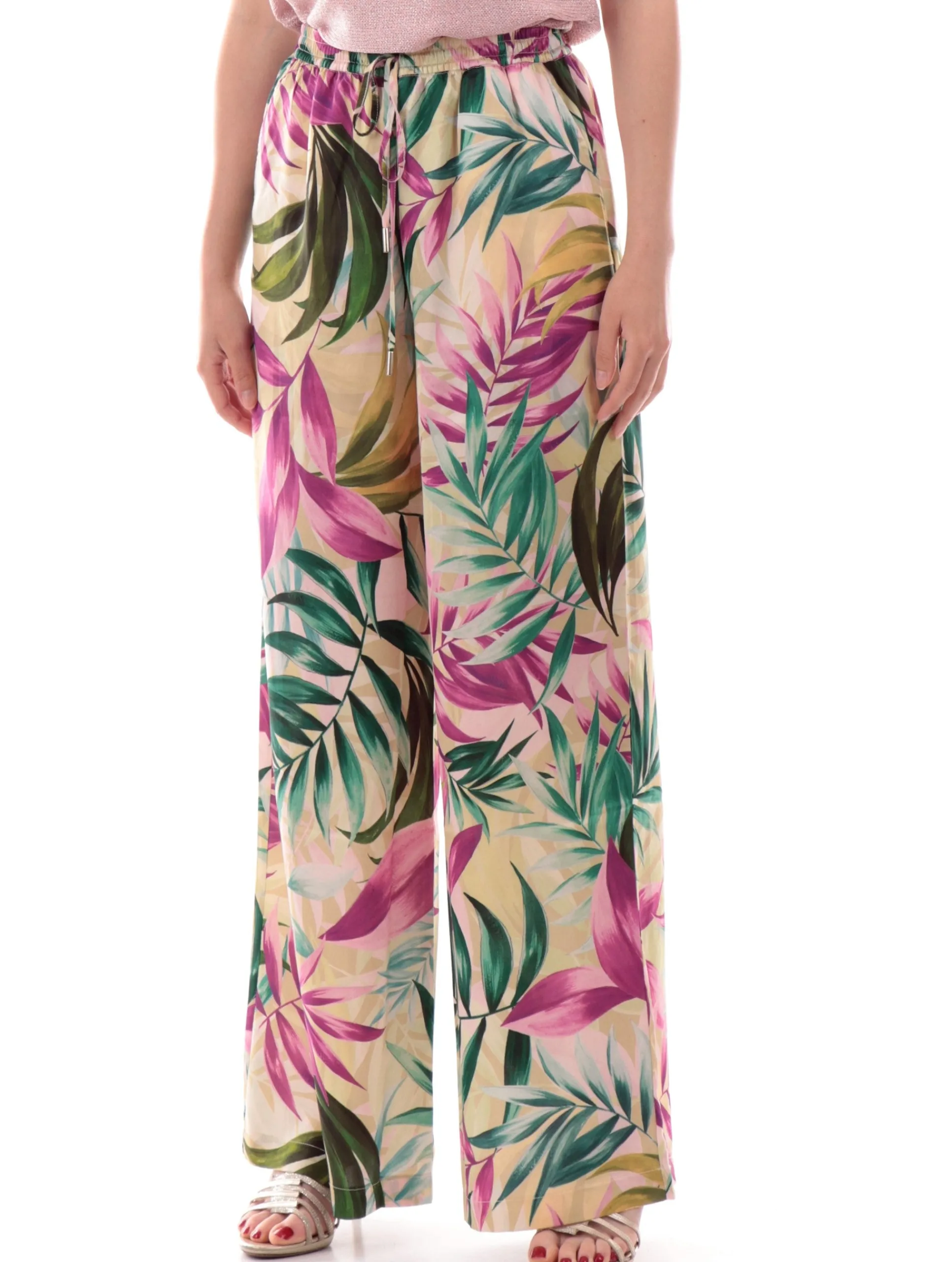 GUESS Pantaloni*Pantaloni donna a fantasia floreale palazzo Ines Wide Leg W5GB11WH9C2P8FY