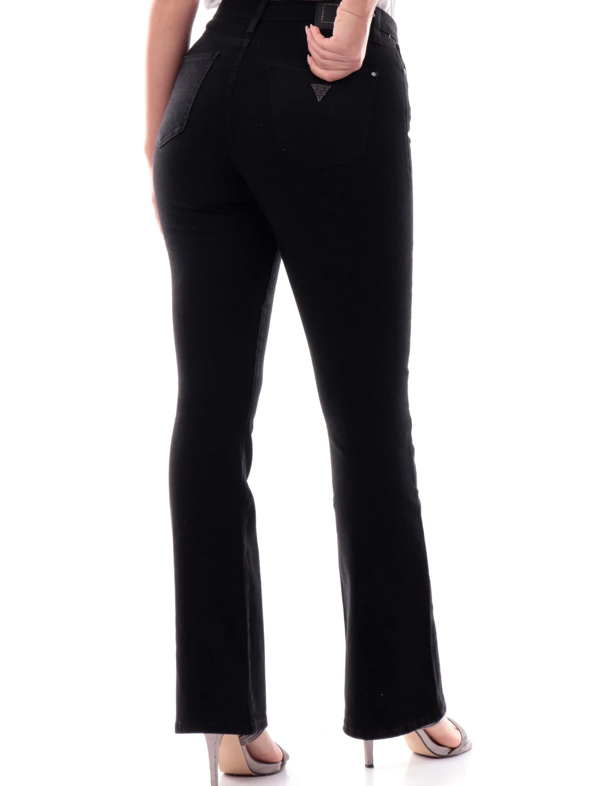 GUESS Jeans*Pantaloni Neri da donna Zampa Sexy flare W5RA0LD5LM1SDBC
