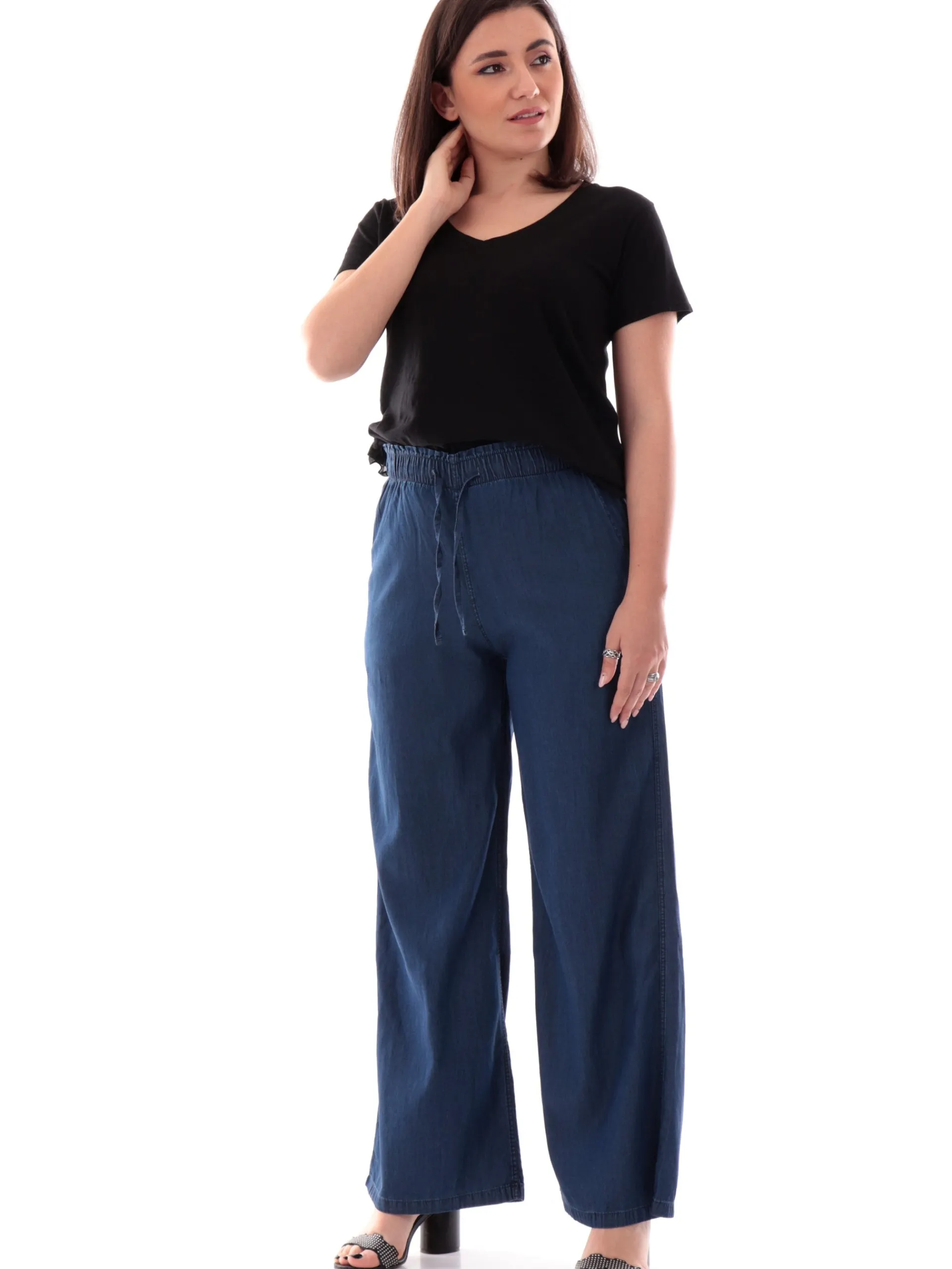 DEHA Pantaloni*Pantaloni Jeans donna a palazzo con elastico in vita A0079660151