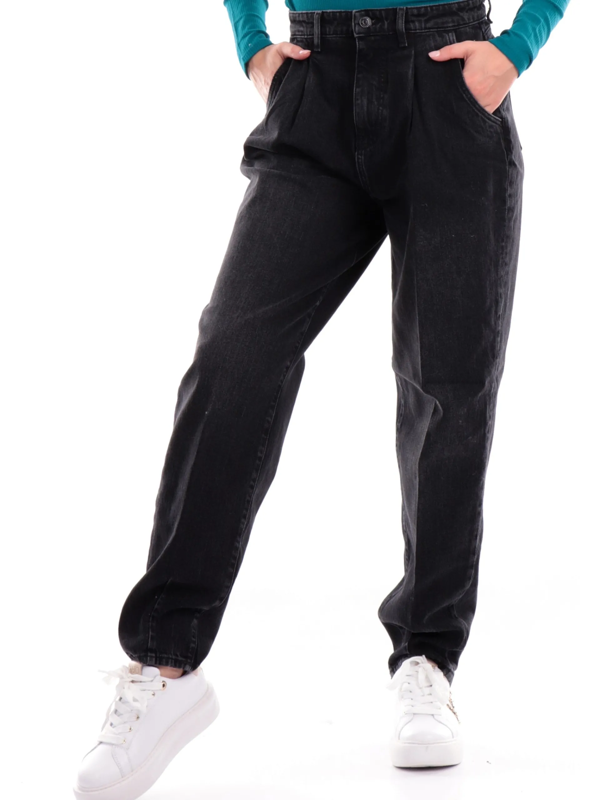 GUESS Jeans*Pantaloni jeans neri da donna Andrea Barrel W2BA29D4QD1