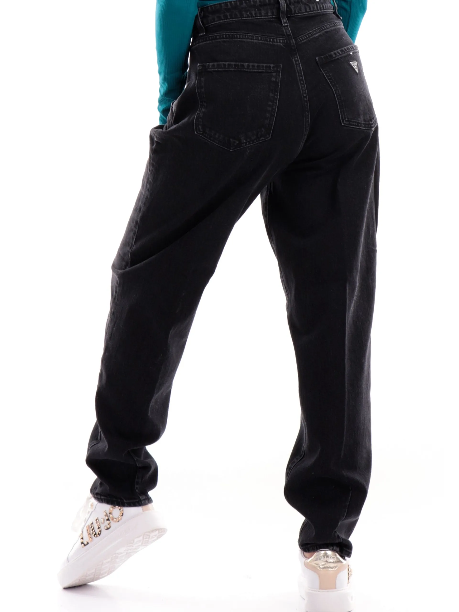 GUESS Jeans*Pantaloni jeans neri da donna Andrea Barrel W2BA29D4QD1