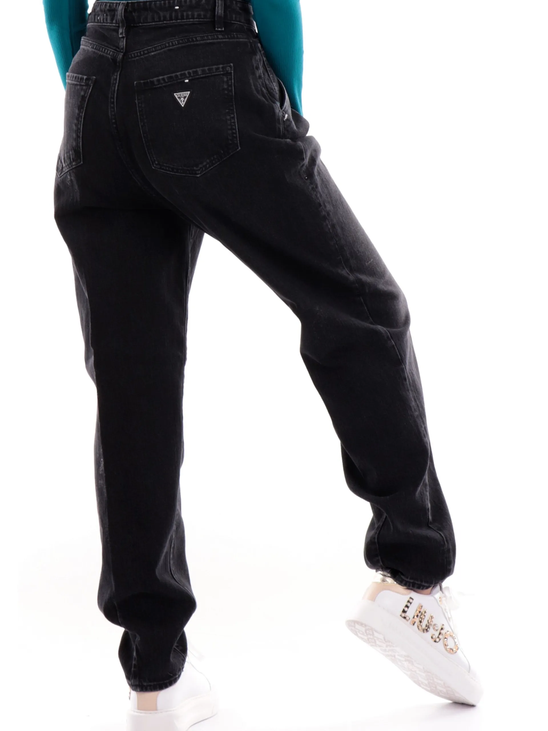 GUESS Jeans*Pantaloni jeans neri da donna Andrea Barrel W2BA29D4QD1