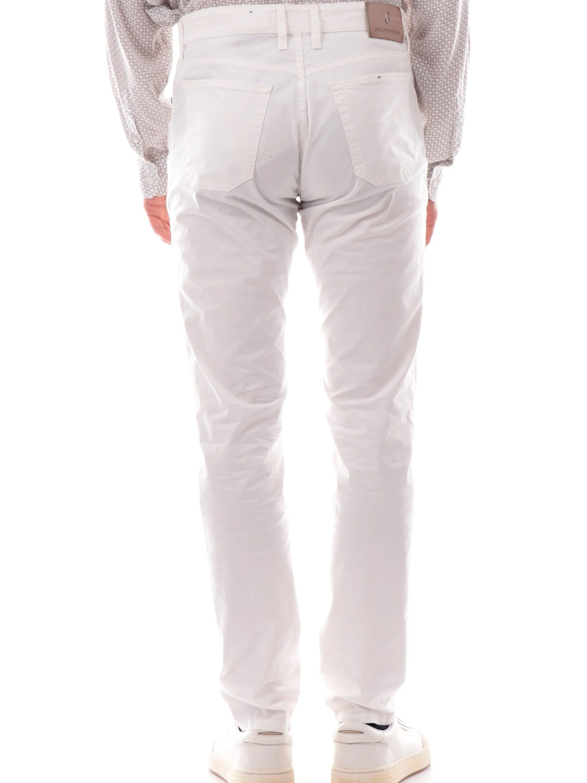 JECKERSON Pantaloni*Pantaloni bianchi da uomo 5 Tasche Toppa Slim UPPA077GABA012