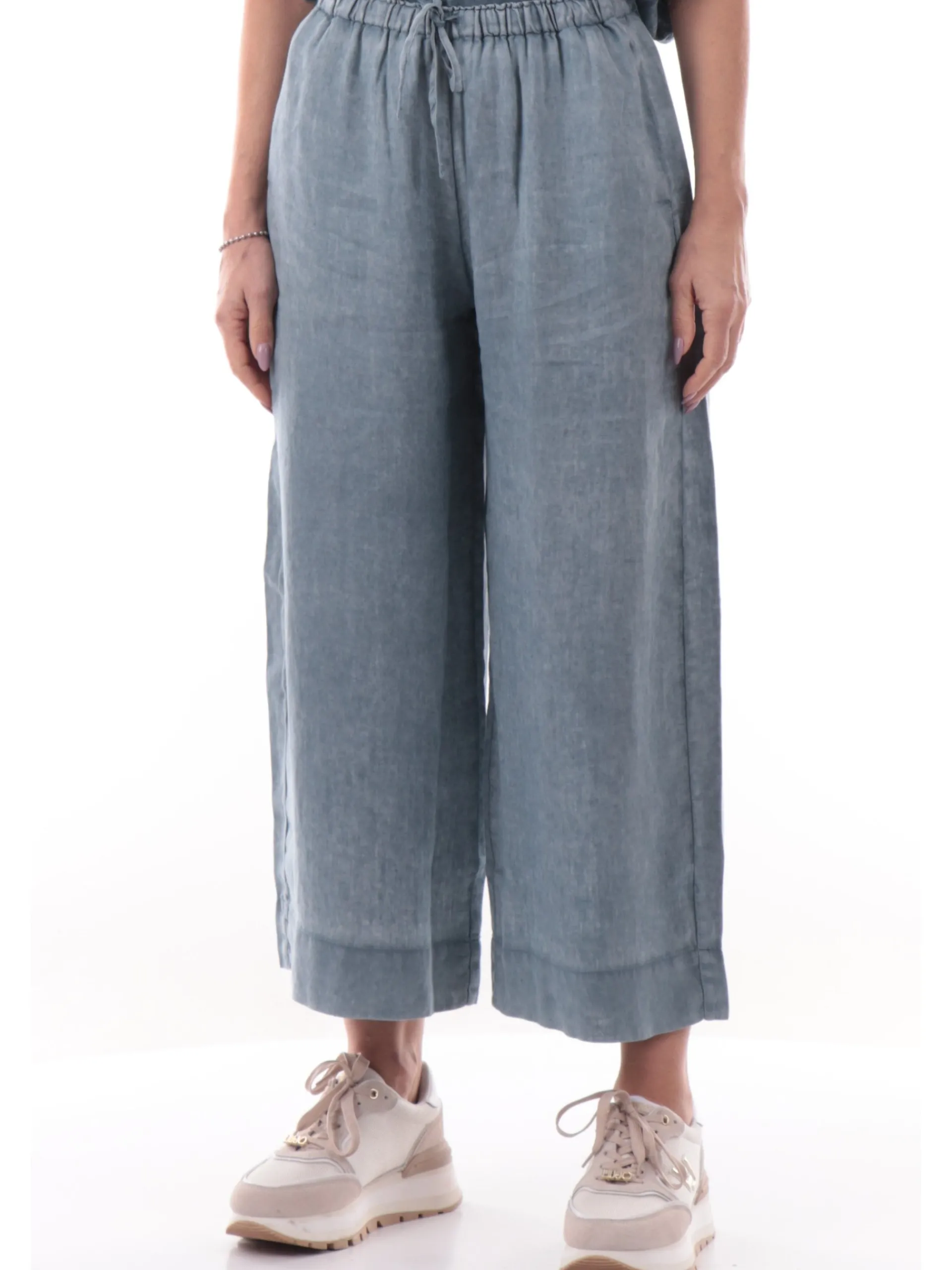 DEHA Pantaloni*Pantaloni lino blu da donna D22416