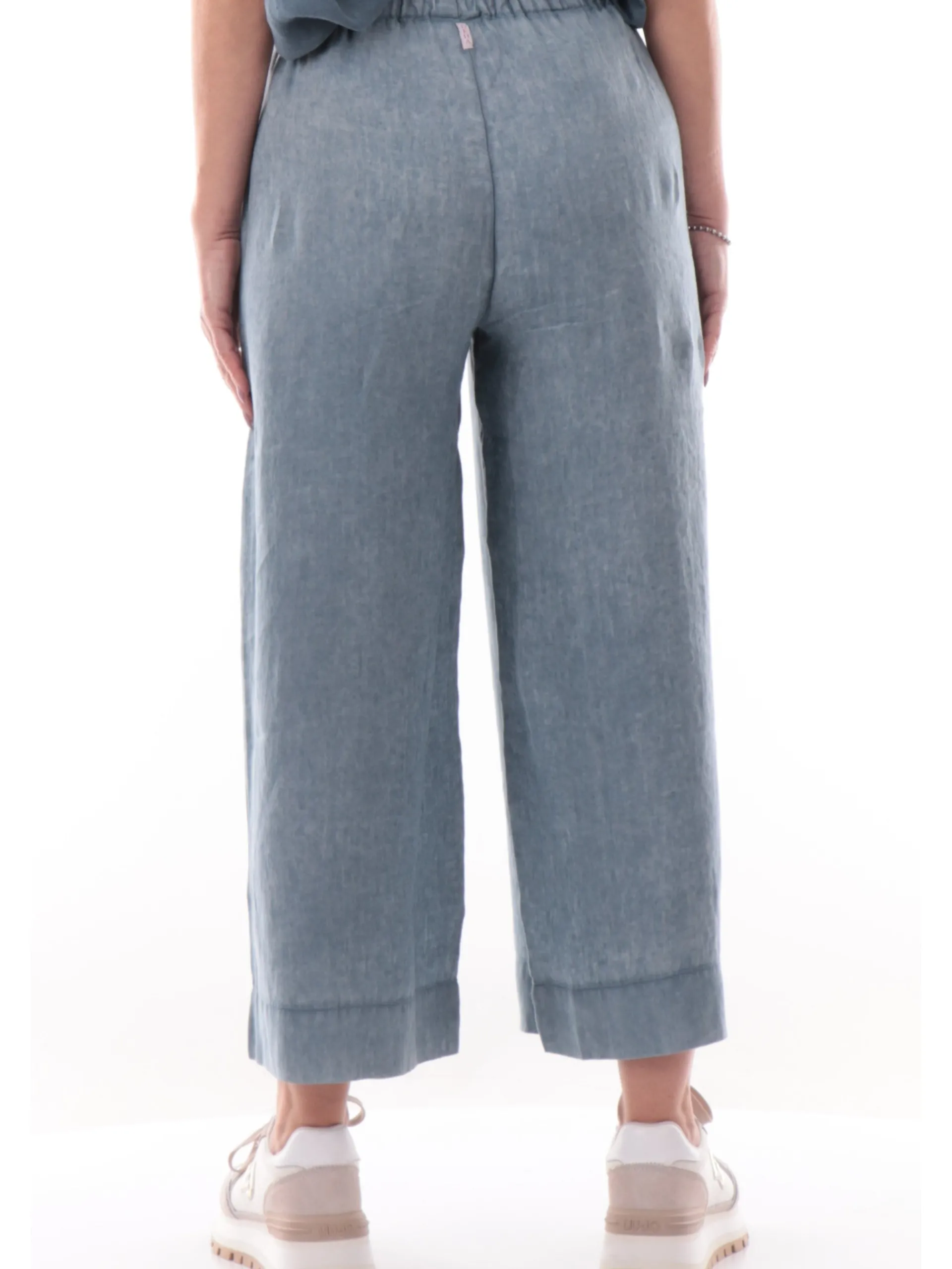 DEHA Pantaloni*Pantaloni lino blu da donna D22416