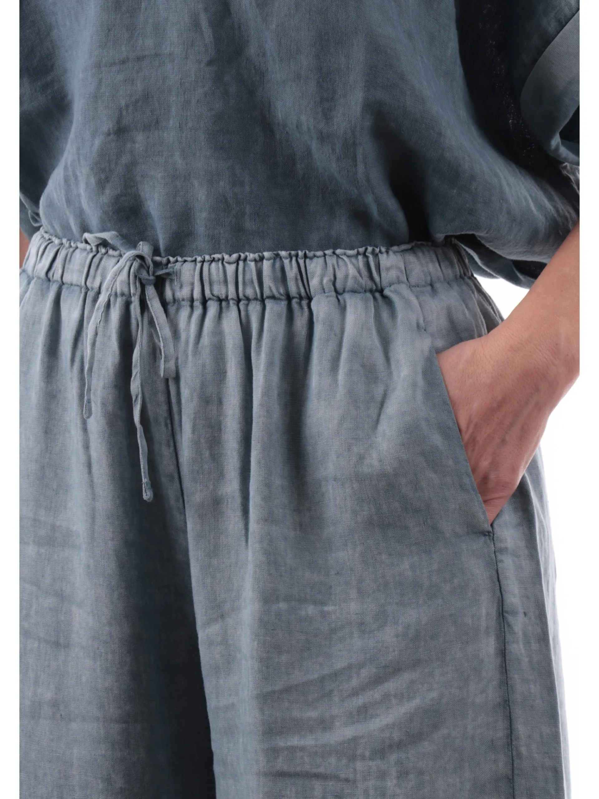 DEHA Pantaloni*Pantaloni lino blu da donna D22416