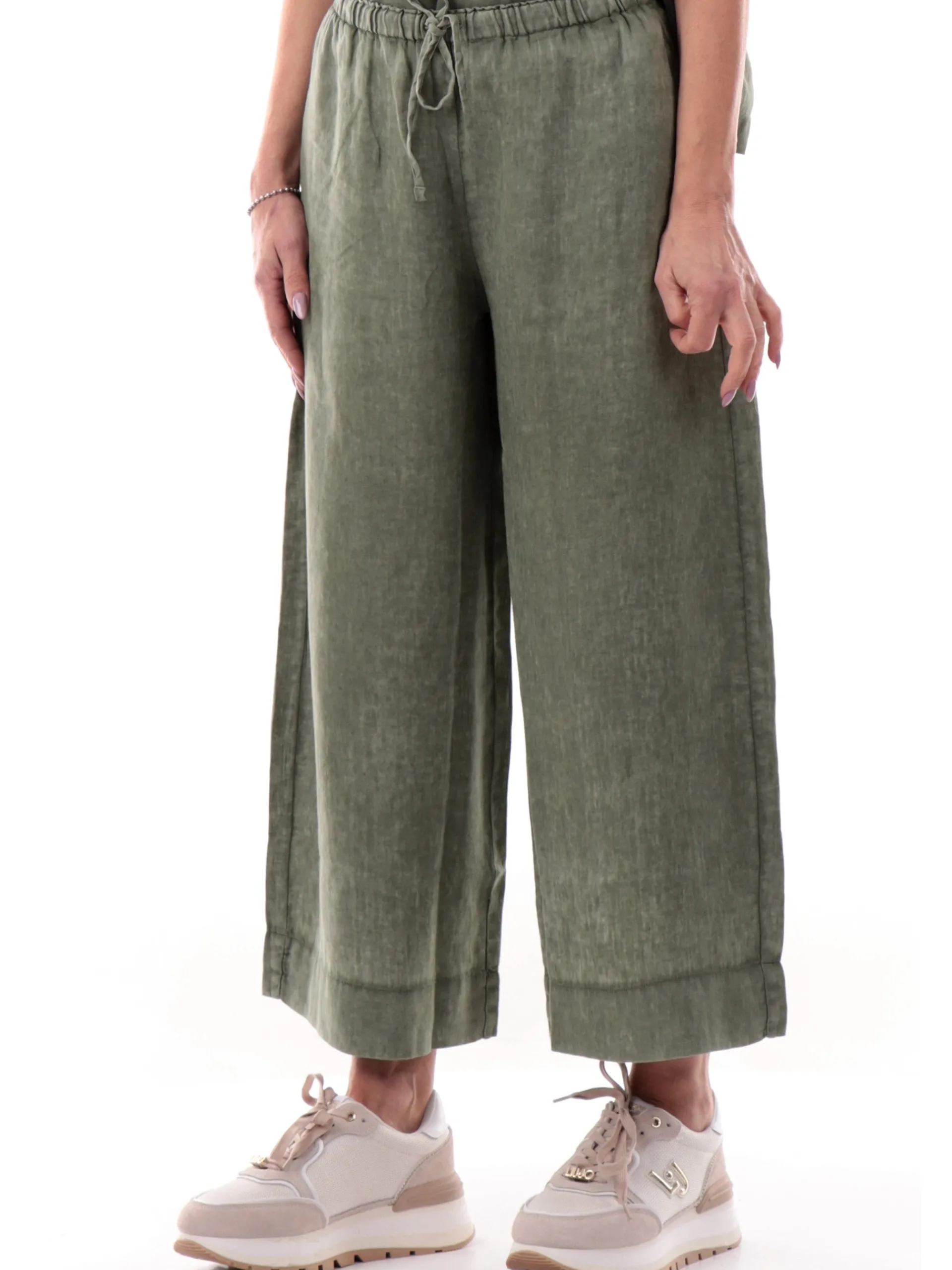 DEHA Pantaloni*Pantaloni lino verdi da donna D22416