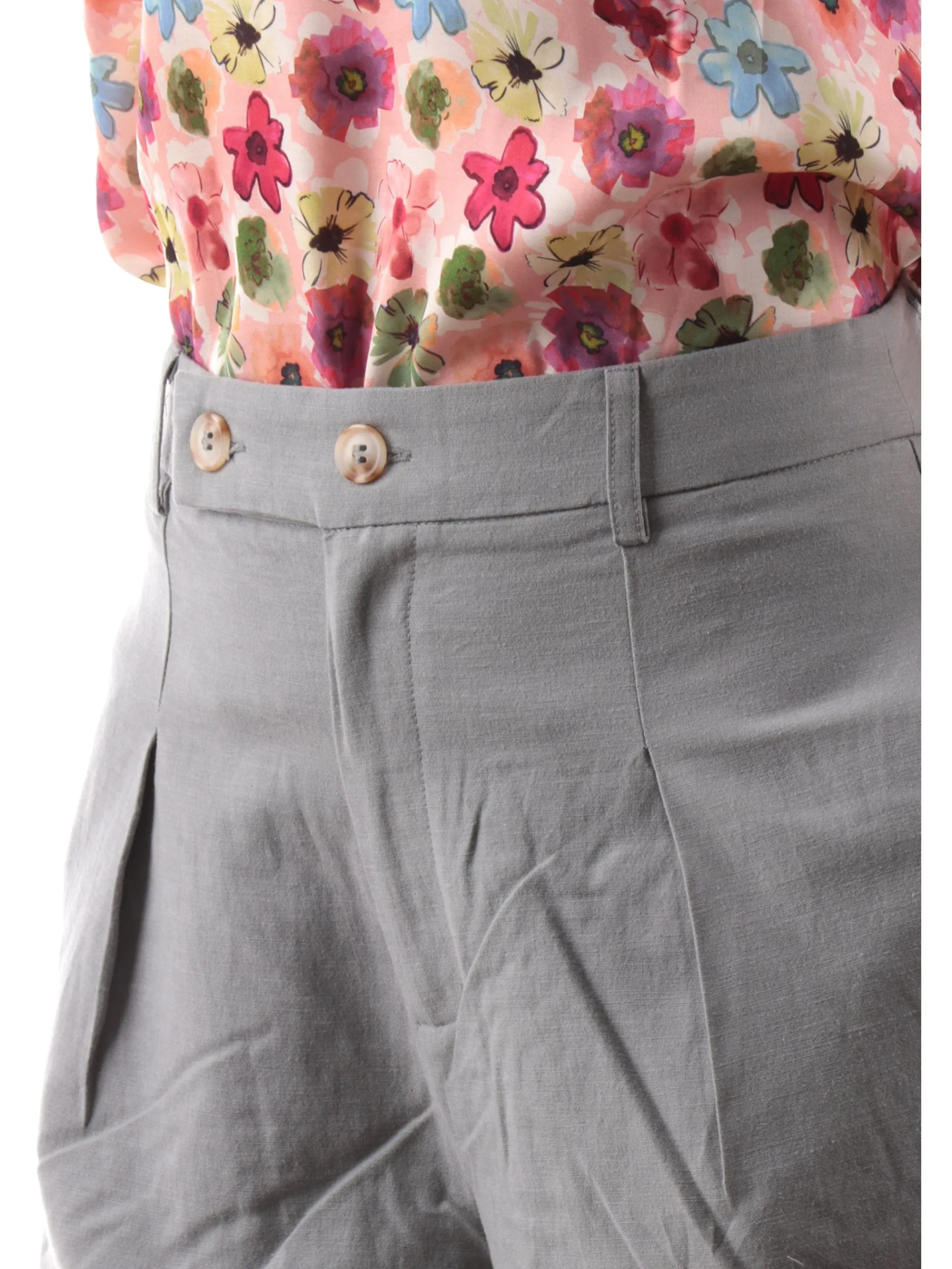 MOLLYBRACKEN Pantaloni*Pantaloni lino Molly Bracken verdi da donna palazzo Woven P1769DP
