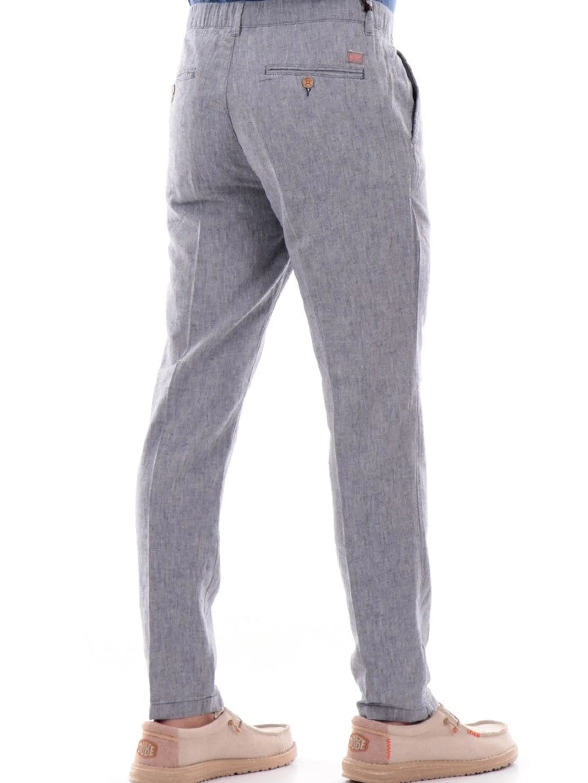 YES ZEE Pantaloni*Pantaloni lino grigi da uomo con coulisse P683PP000