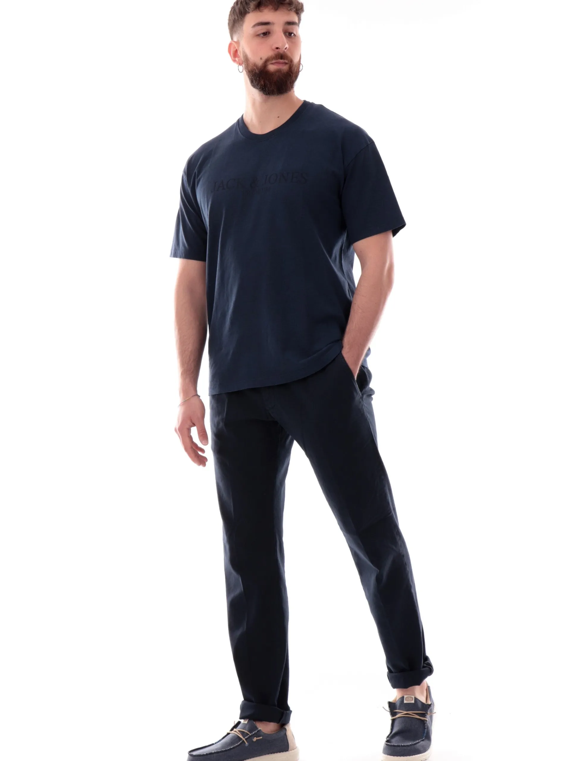 MODFITTERS Pantaloni*Pantaloni blu dark da uomo in lino PARKLANELINO