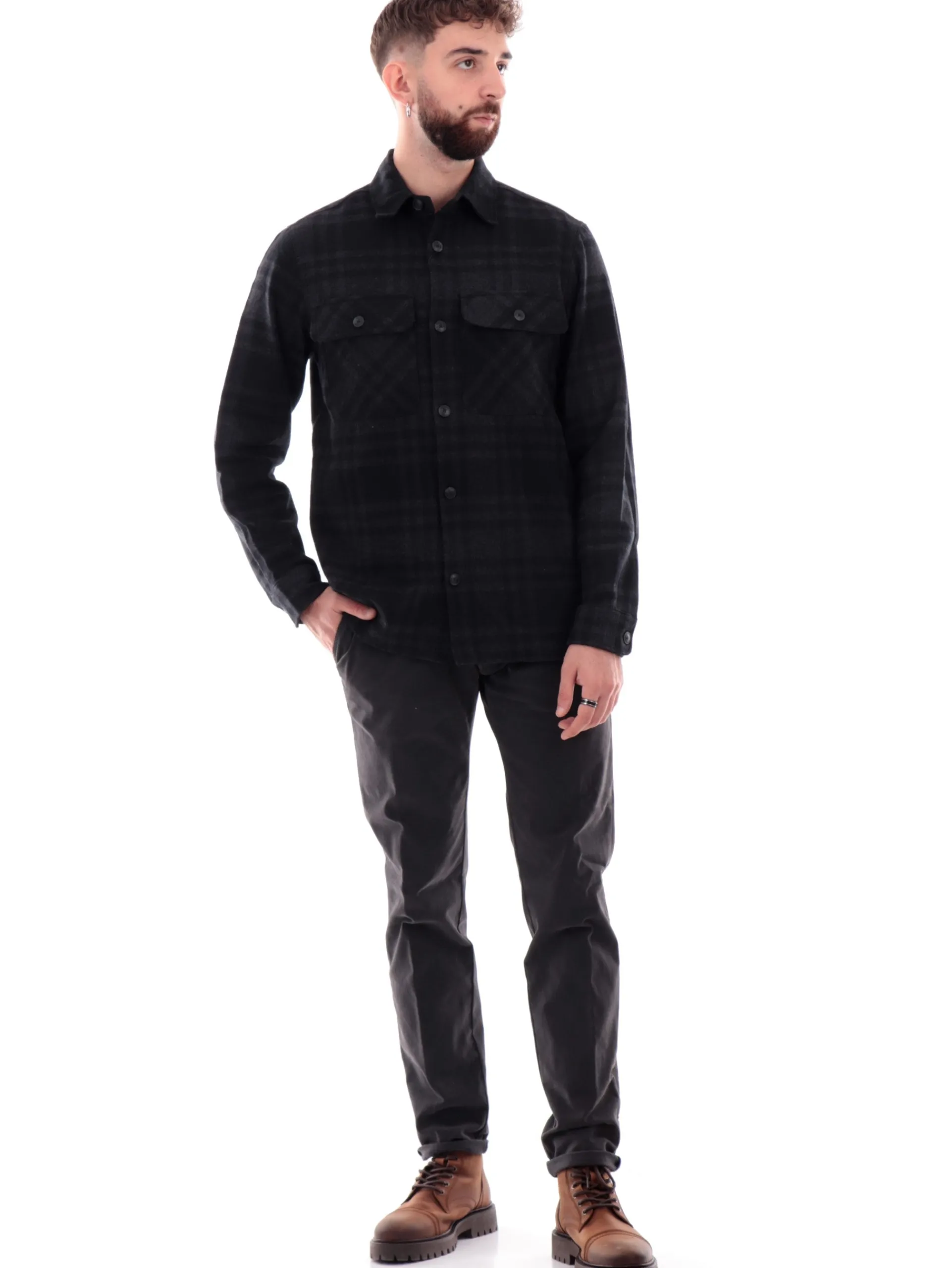 MODFITTERS Pantaloni*Pantaloni Carnaby grigi da uomo rigato CARNABYOLDB