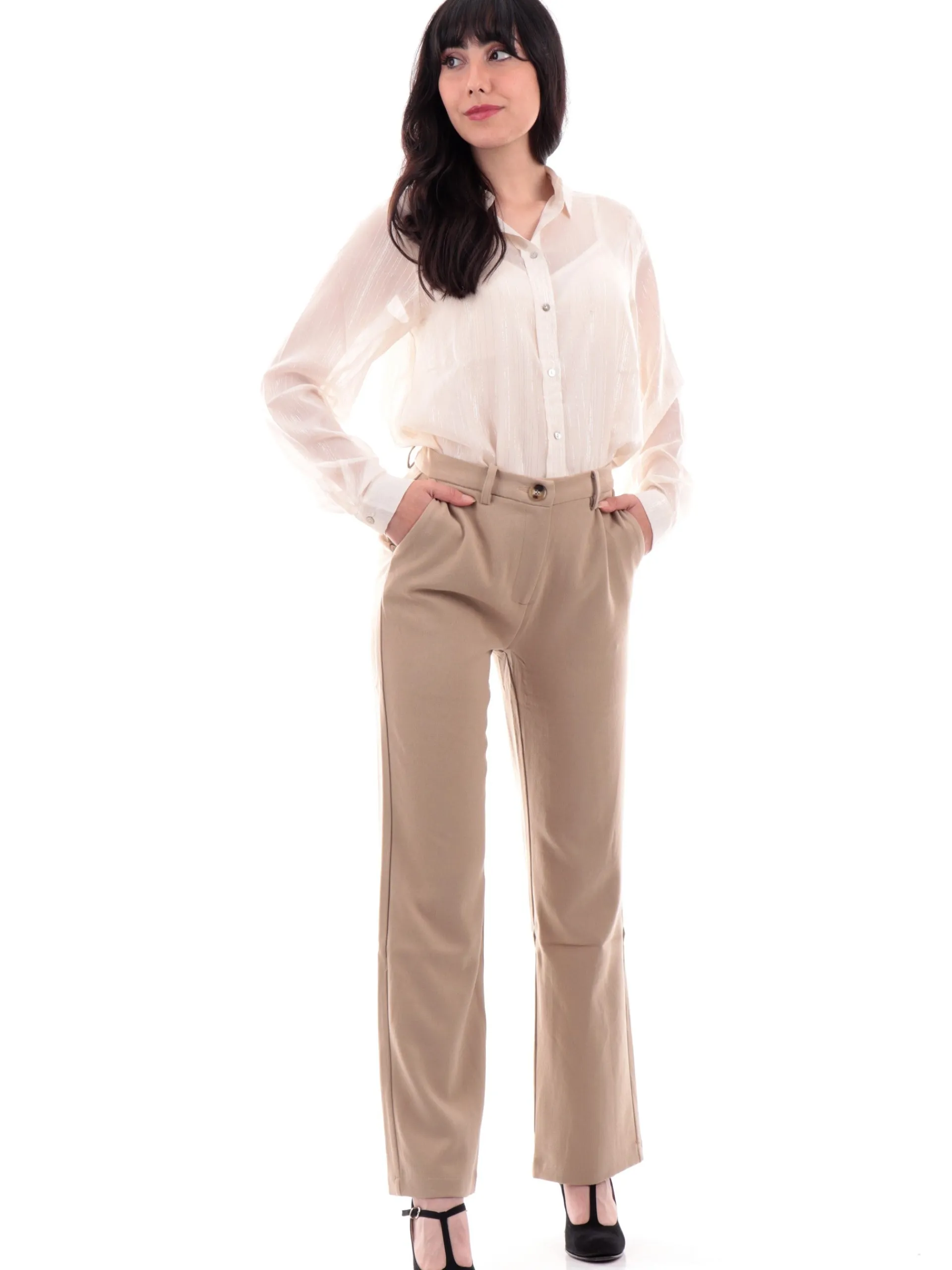 MOLLYBRACKEN Pantaloni*Pantaloni Molly Bracken beige da donna Woven P1761CN