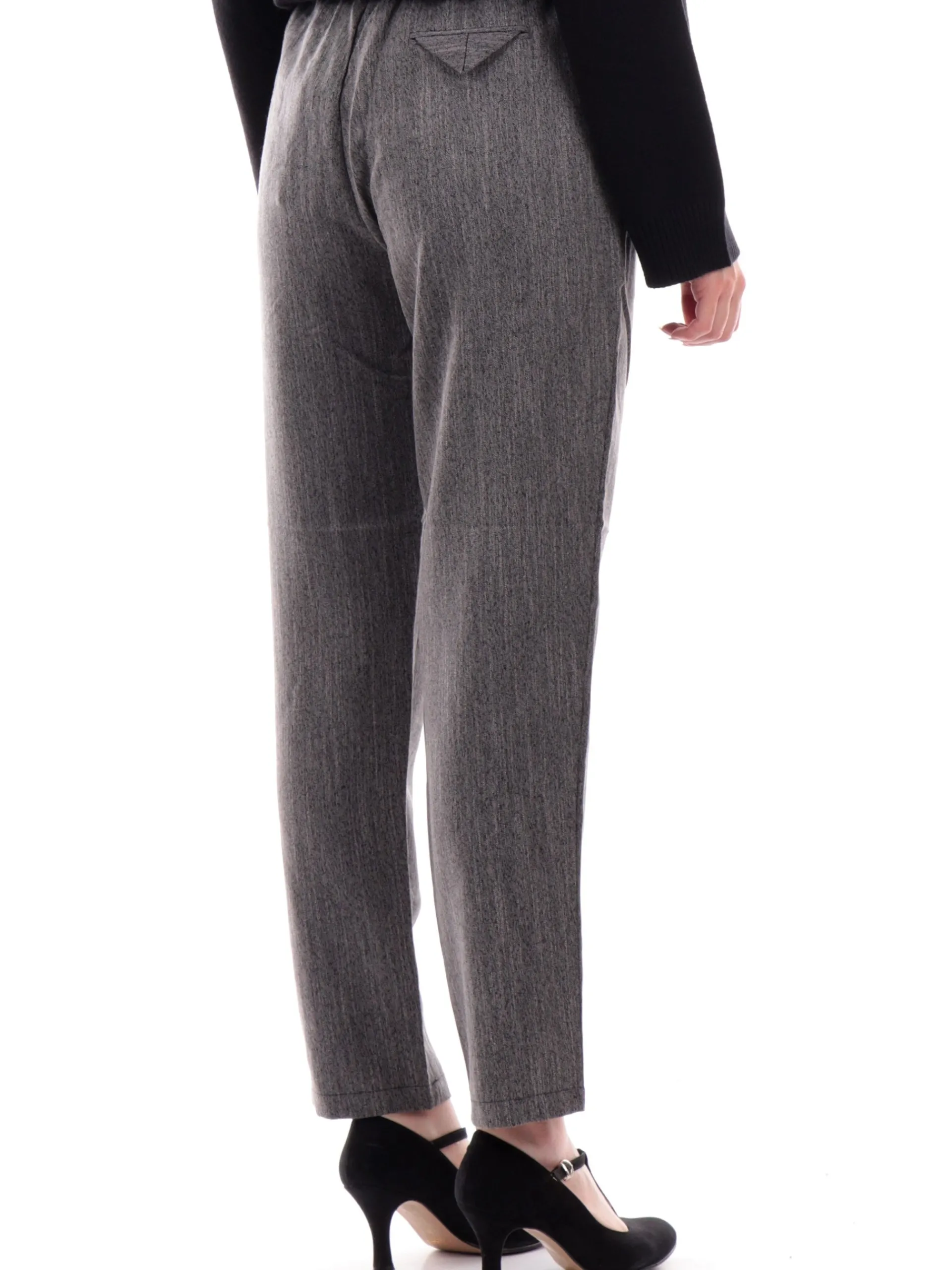 MOLLYBRACKEN Pantaloni*Pantaloni Molly Bracken gessati grigi da donna banda elastica T1397BCN