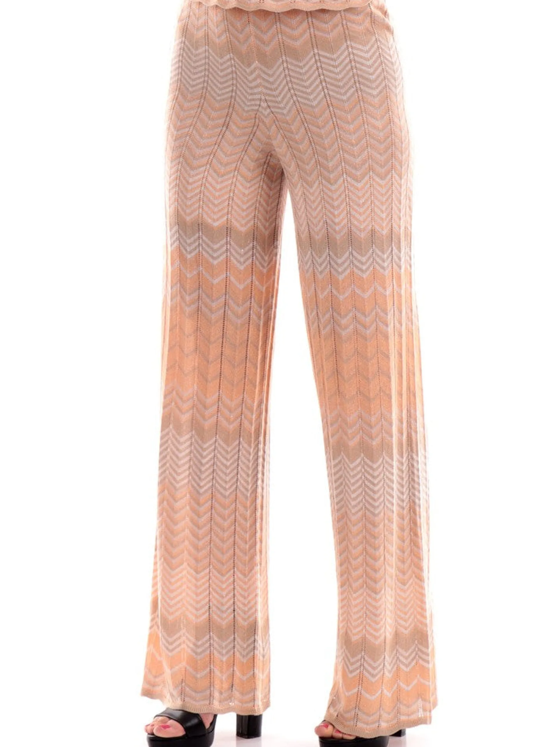 ONLY Pantaloni*Pantaloni Filo da Donna Beige a fantasia Zig Zag 15292104