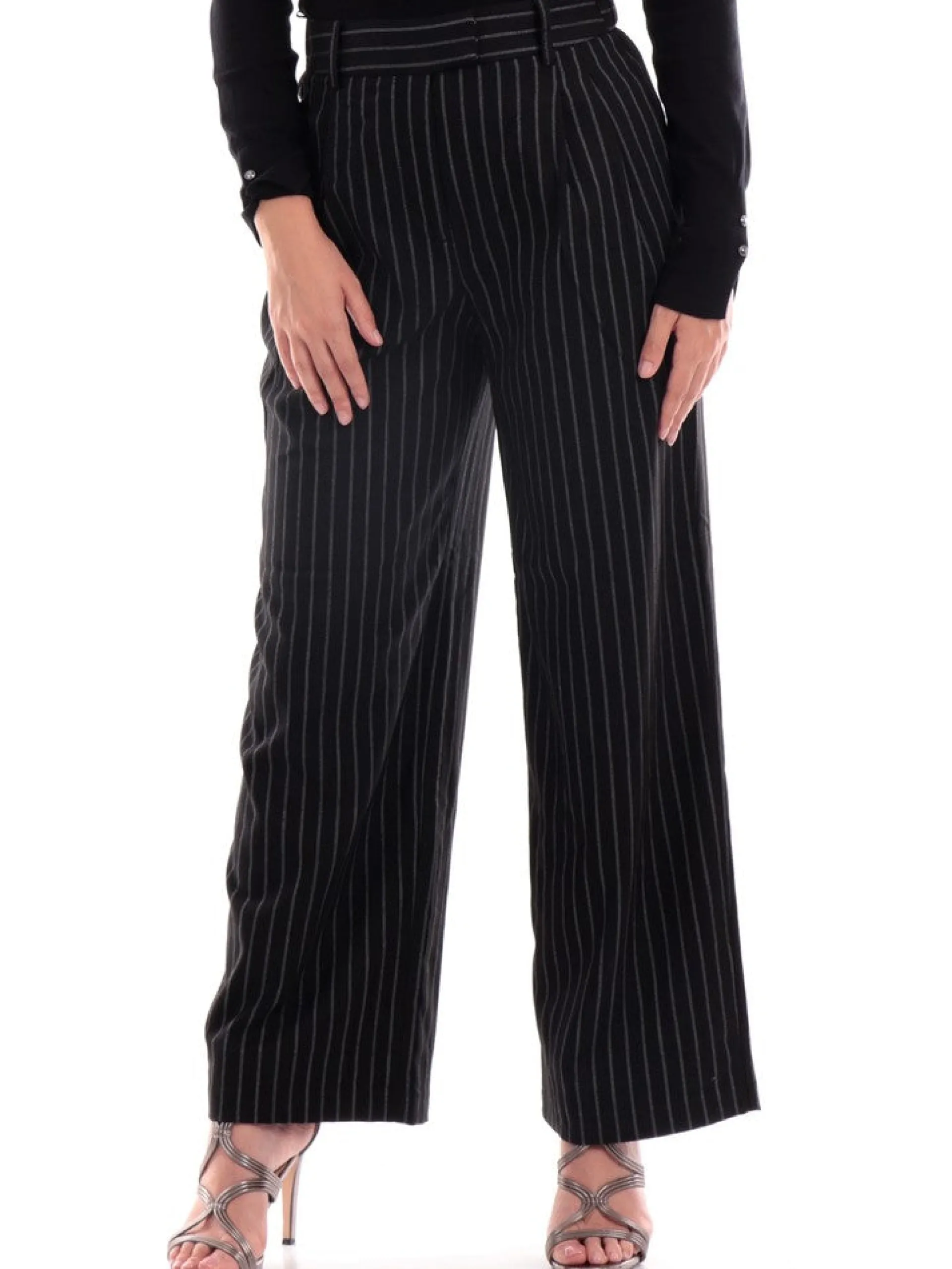 ONLY Pantaloni*Pantaloni neri da donna Pinstripe 15293947