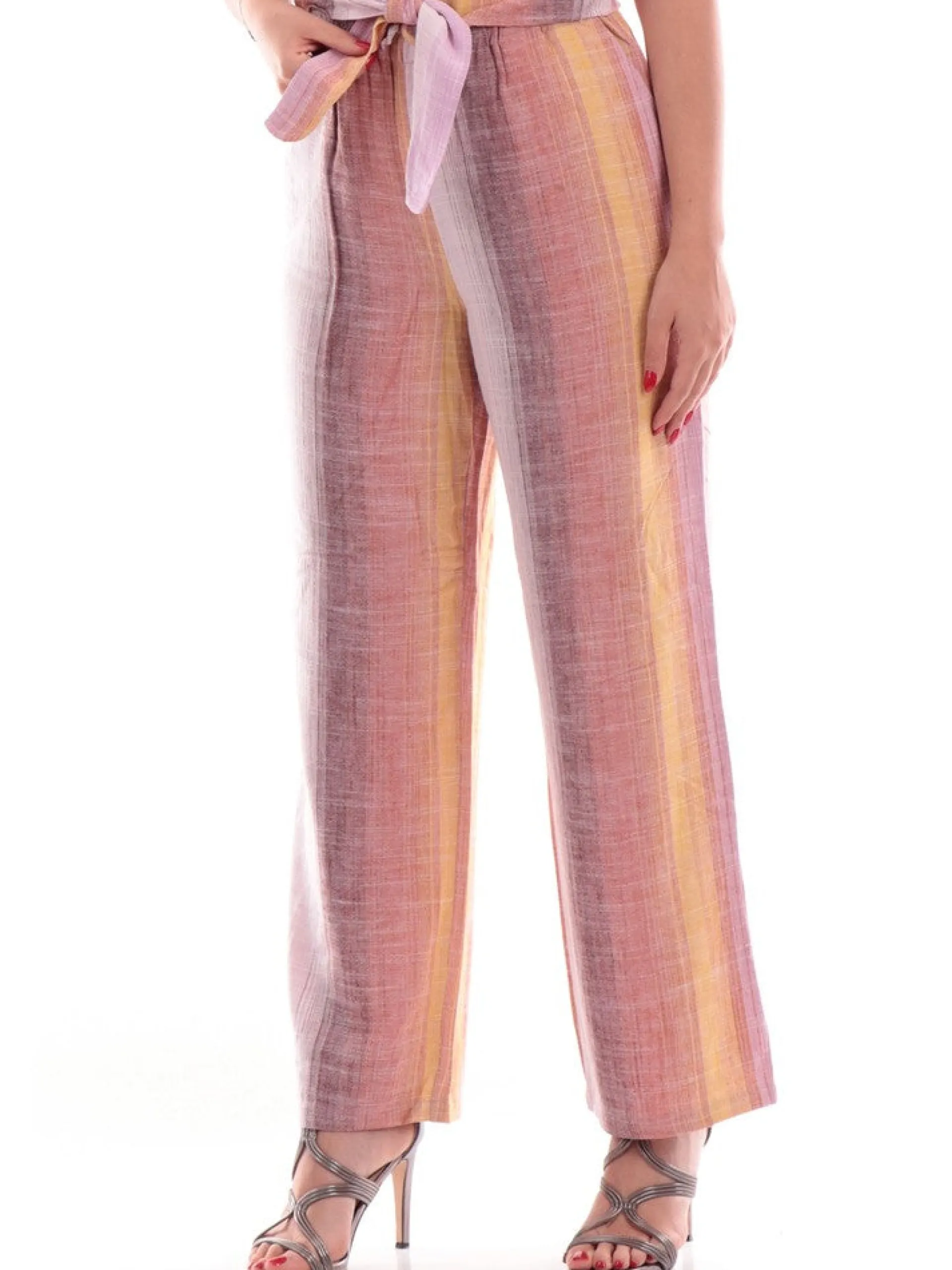 ONLY Pantaloni*Pantaloni Rosa da donna in lino 15322263