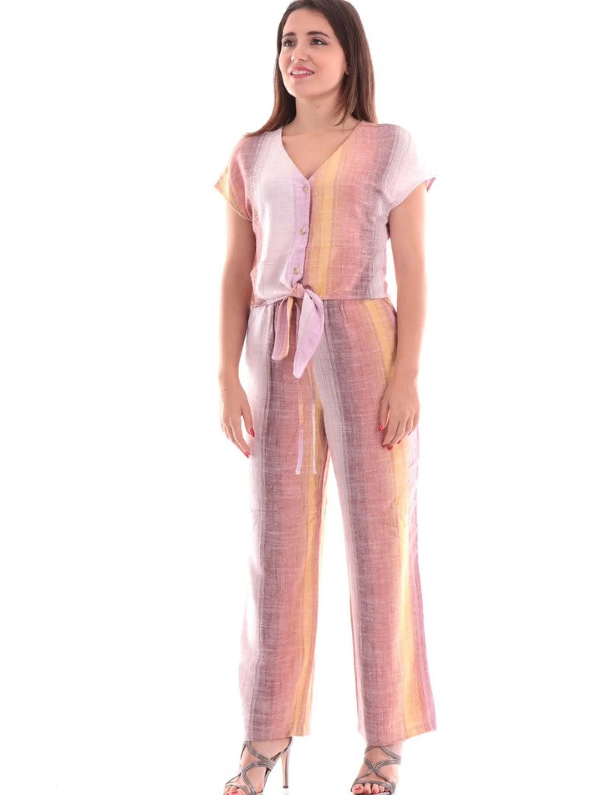 ONLY Pantaloni*Pantaloni Rosa da donna in lino 15322263