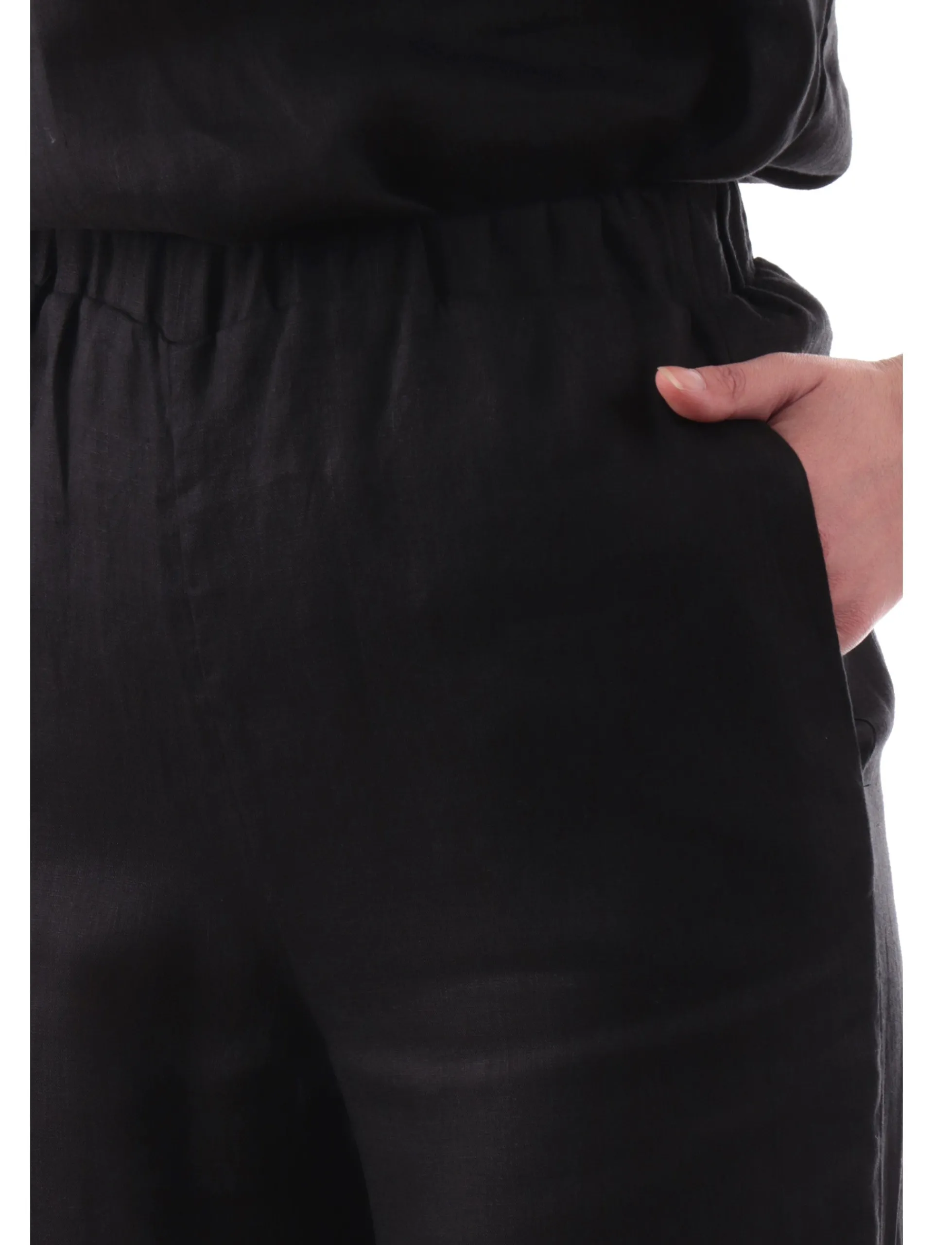 ANIS Pantaloni*Pantaloni palazzo lino neri da donna vestibilità morbida 251C1370