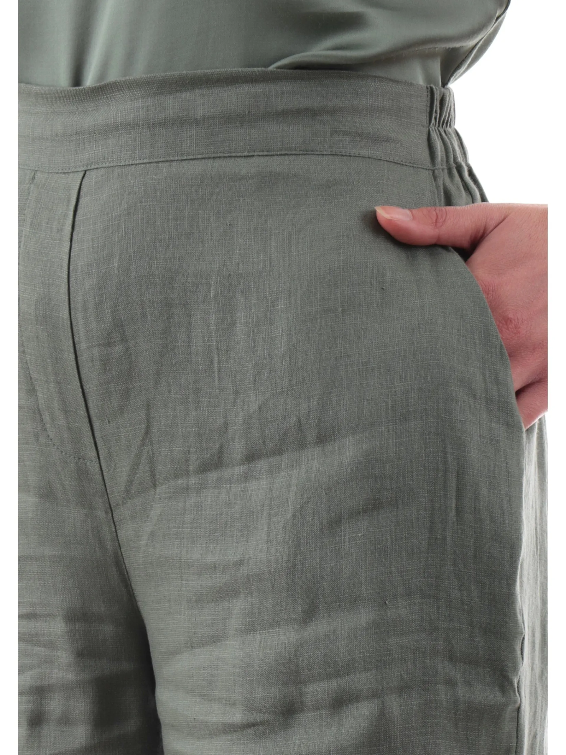 ANIS Pantaloni*Pantaloni palazzo lino verdi da donna fino alla caviglia 251C1372
