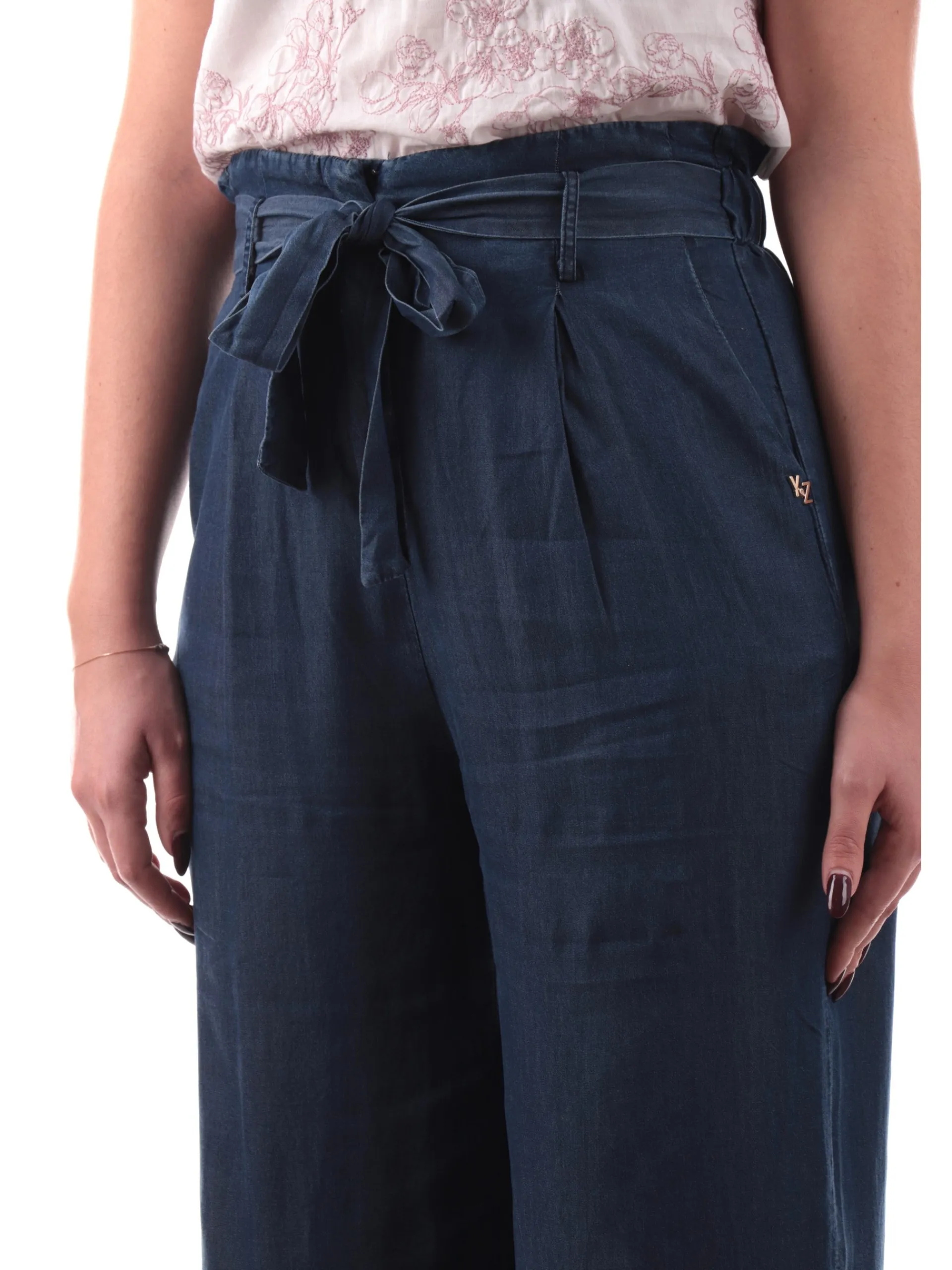 YES ZEE Pantaloni*Pantaloni palazzo con cintura jeans da donna vestibilità morbida P387E600