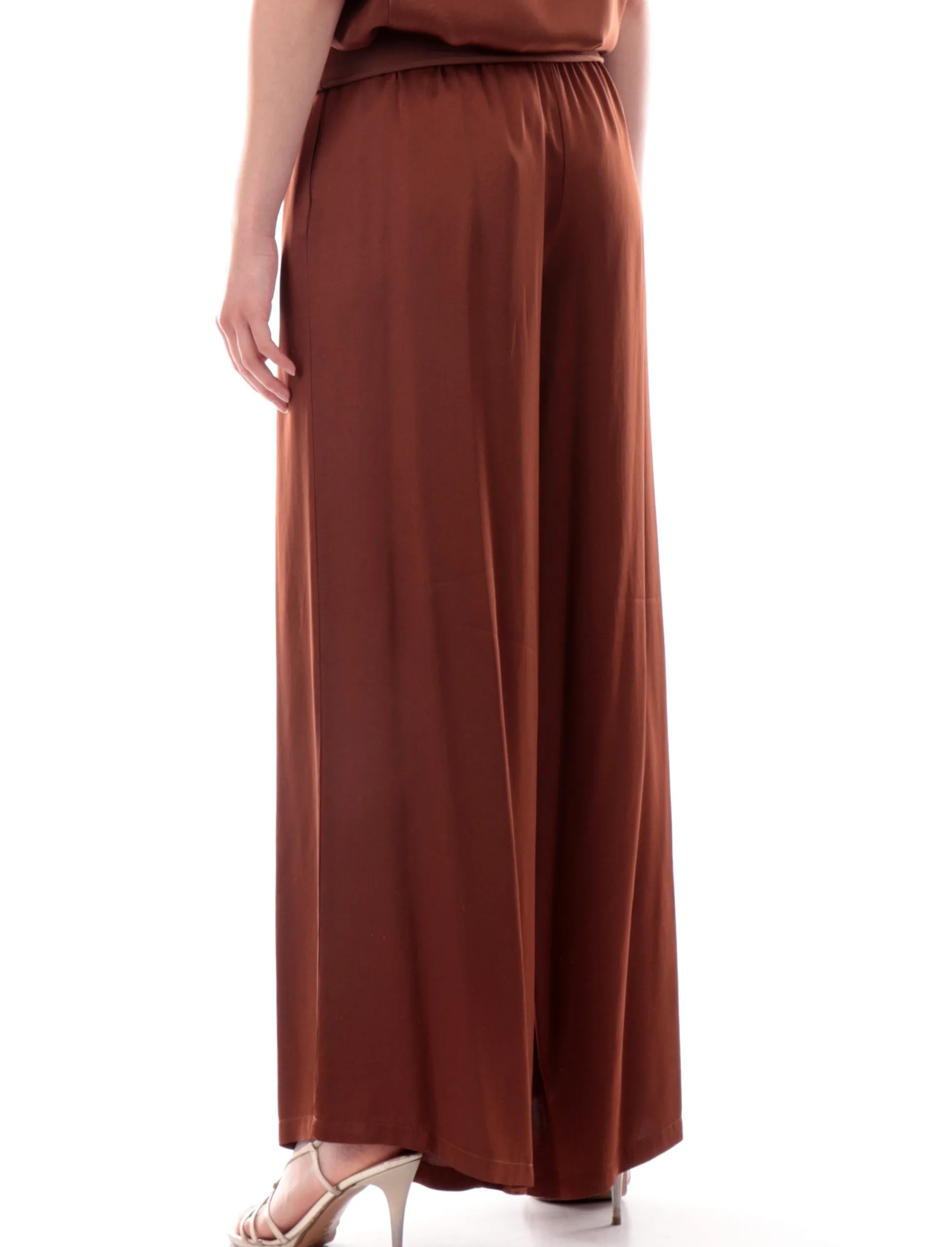 MANILA GRACE Pantaloni*Pantaloni Palazzo raso satin Marroni da donna Baschina P050VUM