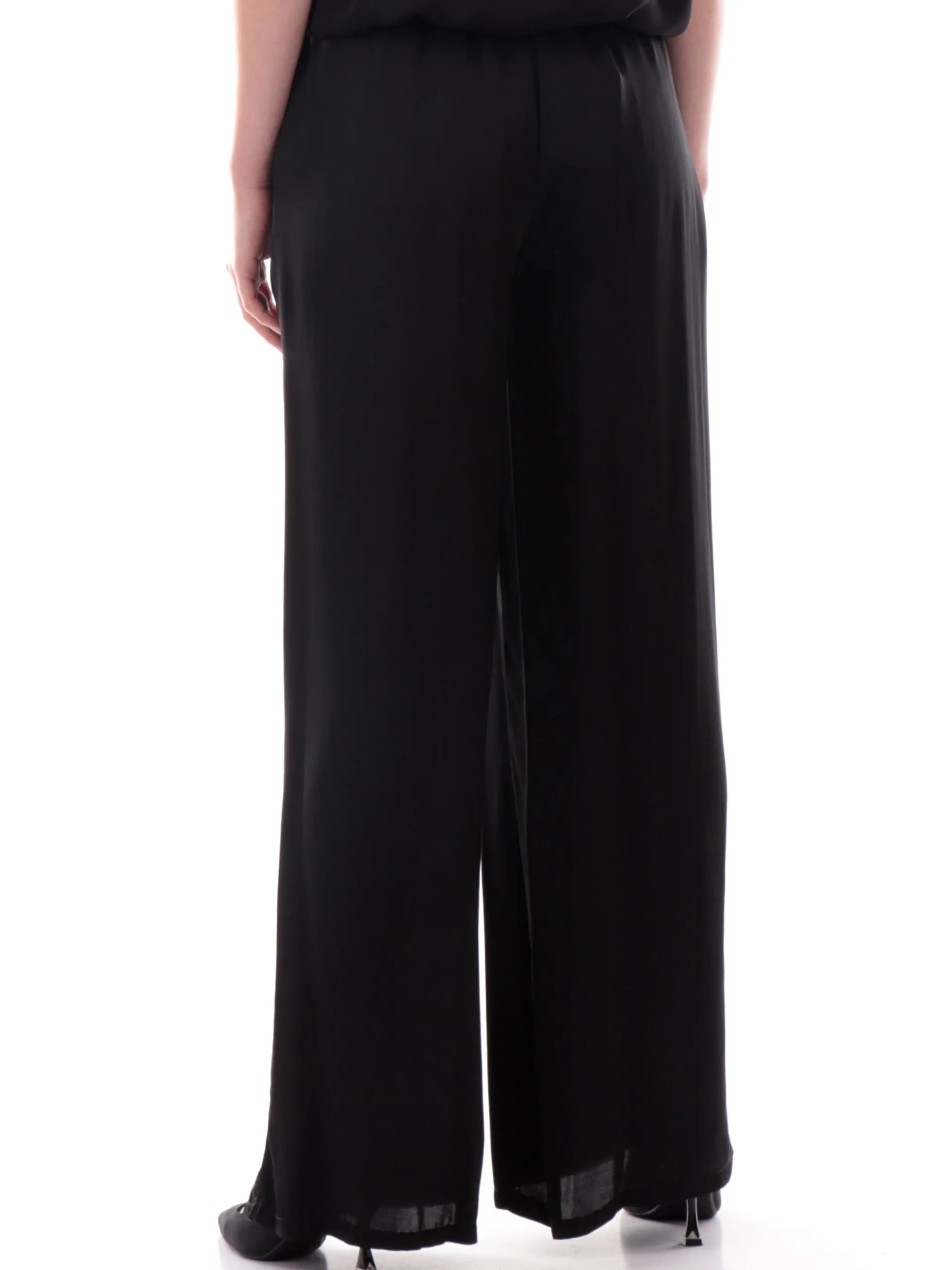 MANILA GRACE Pantaloni*Pantaloni palazzo neri da donna doppia banda elastica P052VUMA