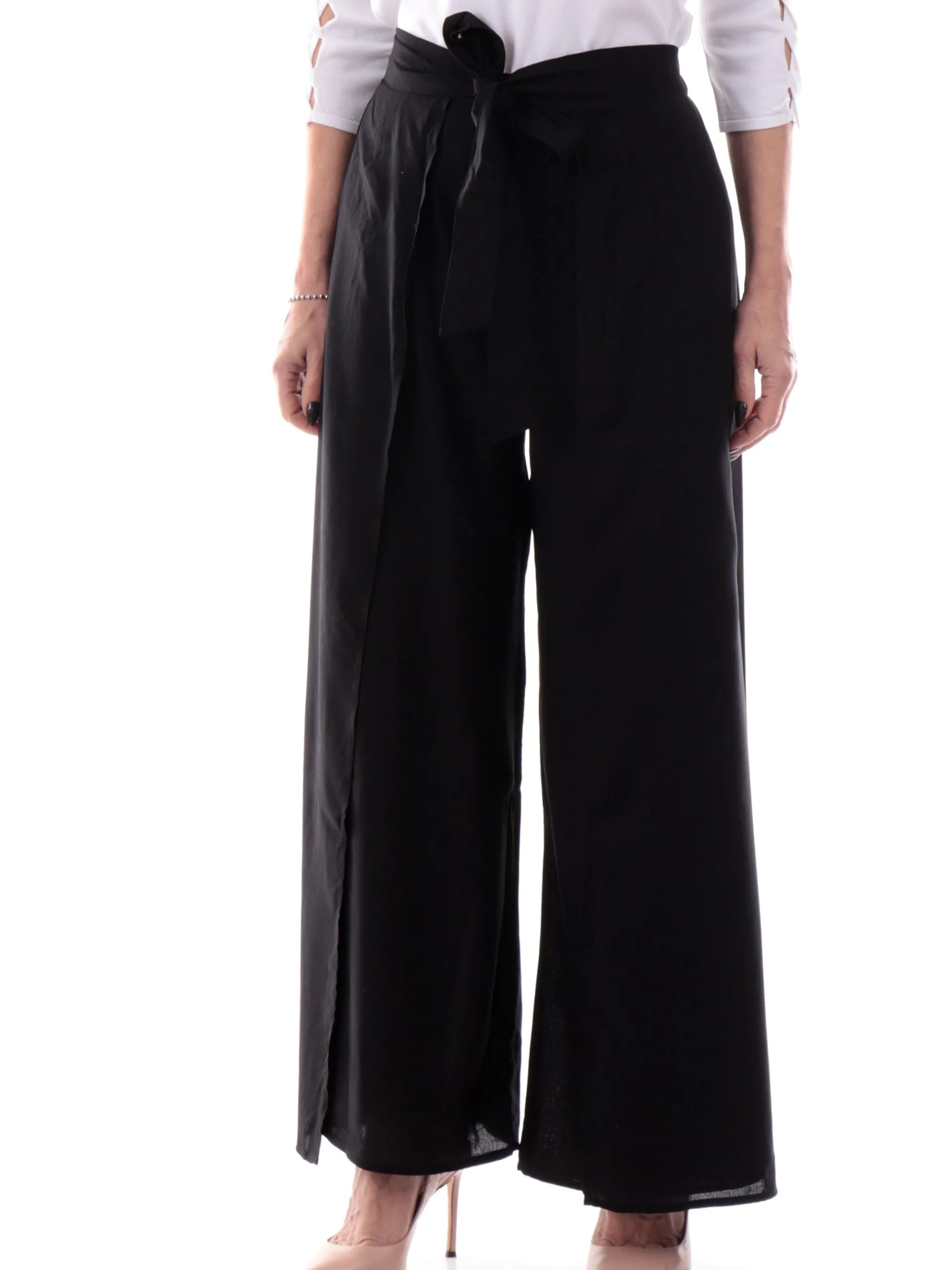 MOLLYBRACKEN Pantaloni*Pantaloni palazzo Molly Bracken neri da donna con spacco ZB152ADE