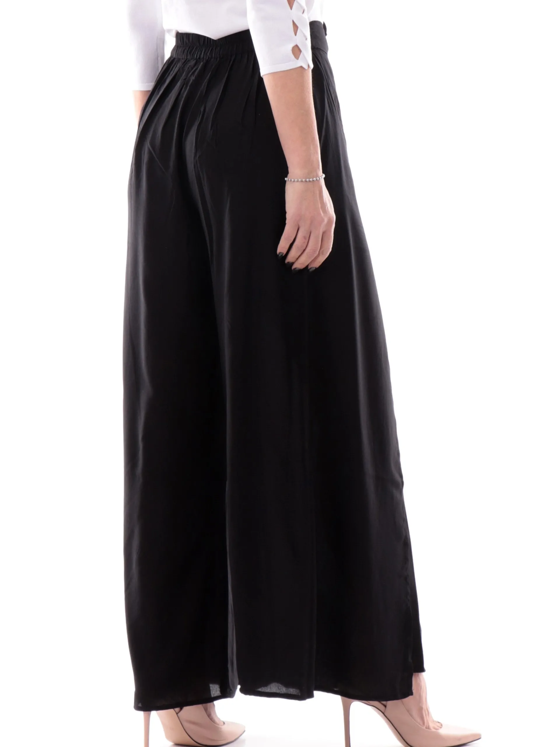 MOLLYBRACKEN Pantaloni*Pantaloni palazzo Molly Bracken neri da donna con spacco ZB152ADE