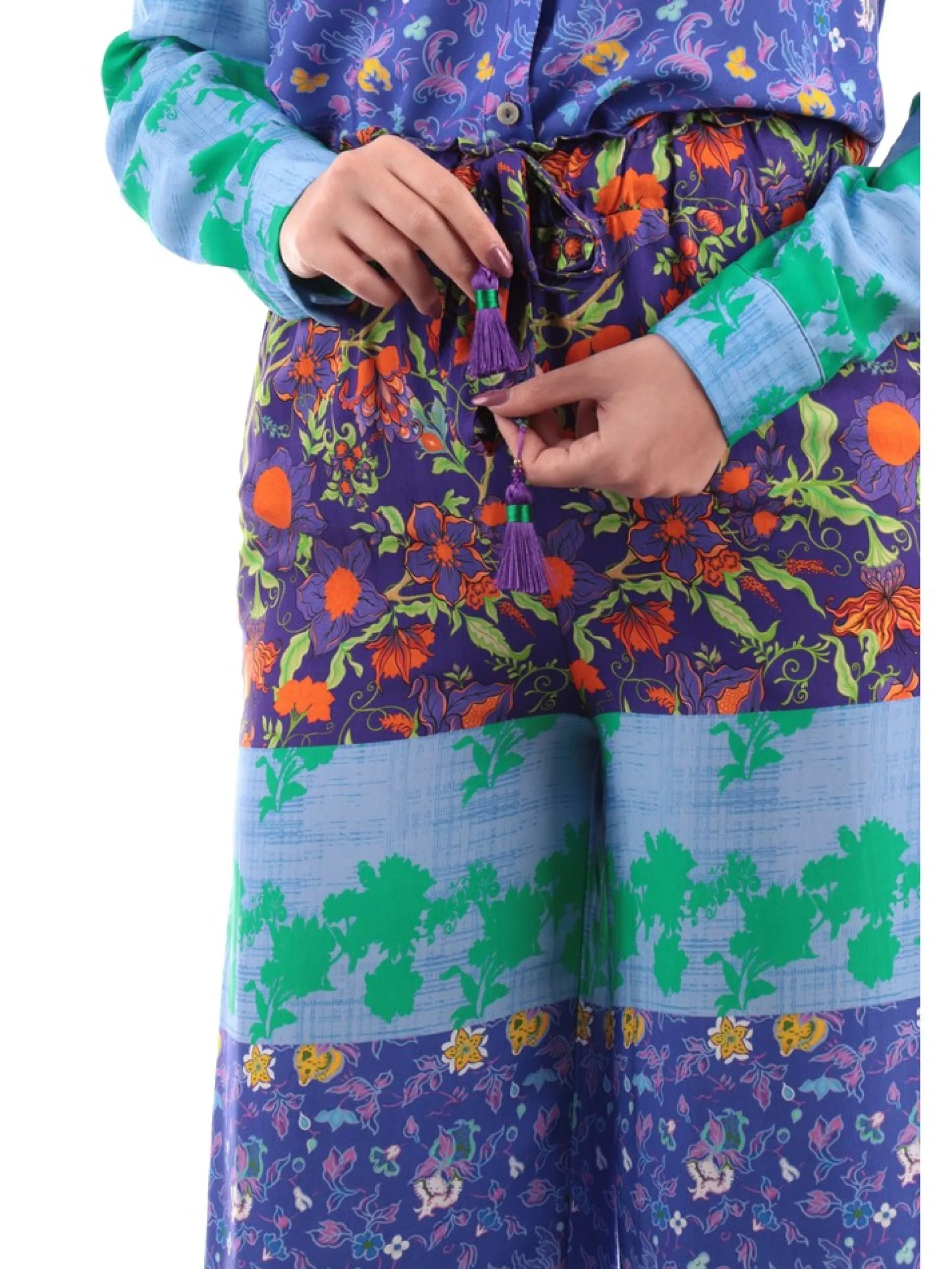 WUSIDE Pantaloni*Pantaloni palazzo Wu'Side viola da donna multifantasia 23701