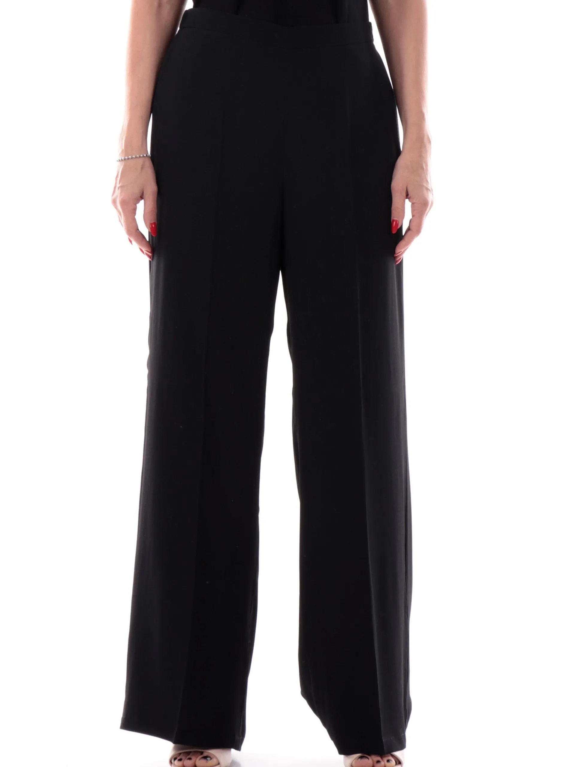 EMME MARELLA Pantaloni*Pantaloni seta neri da donna palazzo ITTICO2