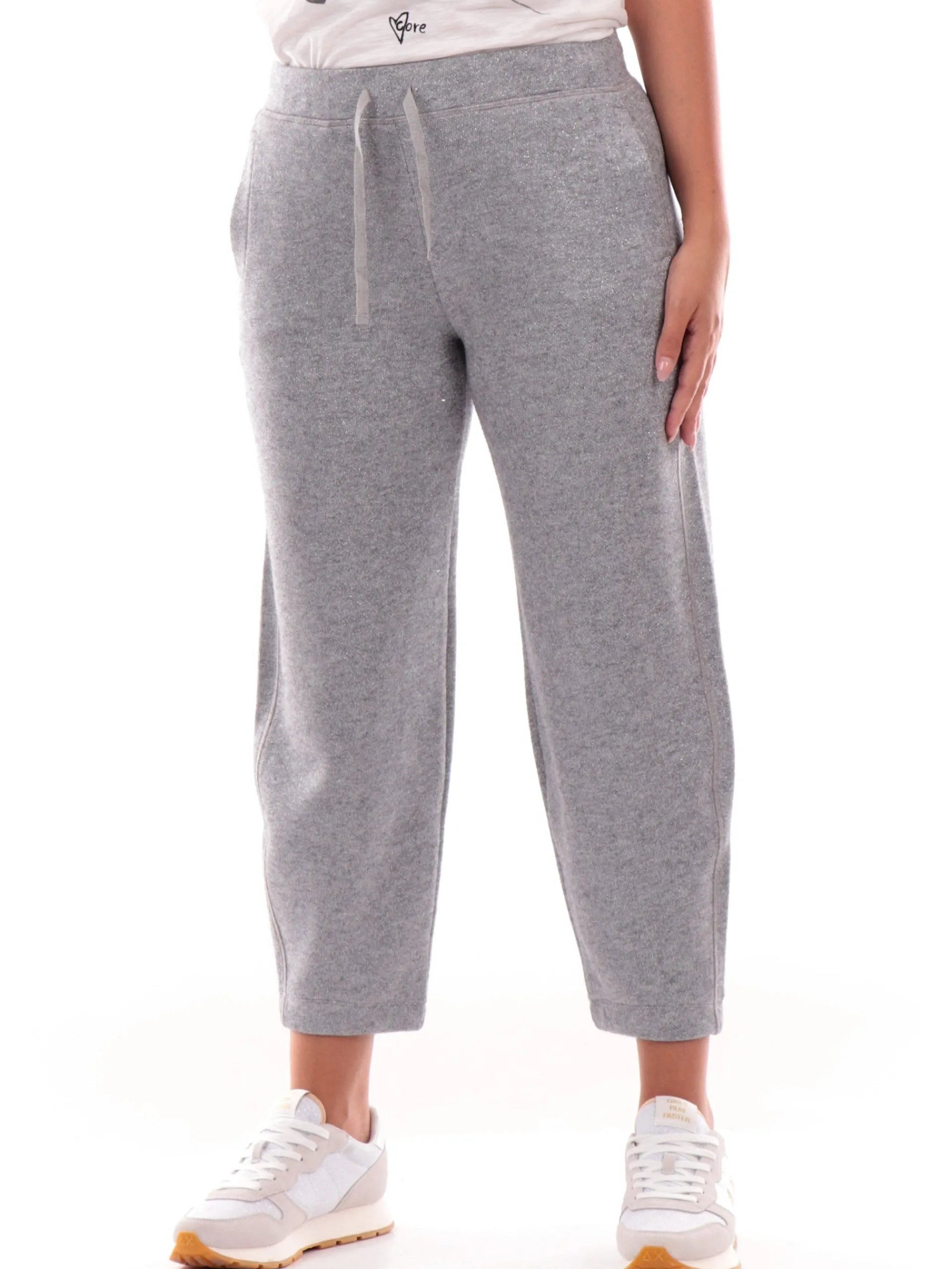DEHA Pantaloni*Pantaloni tuta argento da donna in lurex Carrot D12058