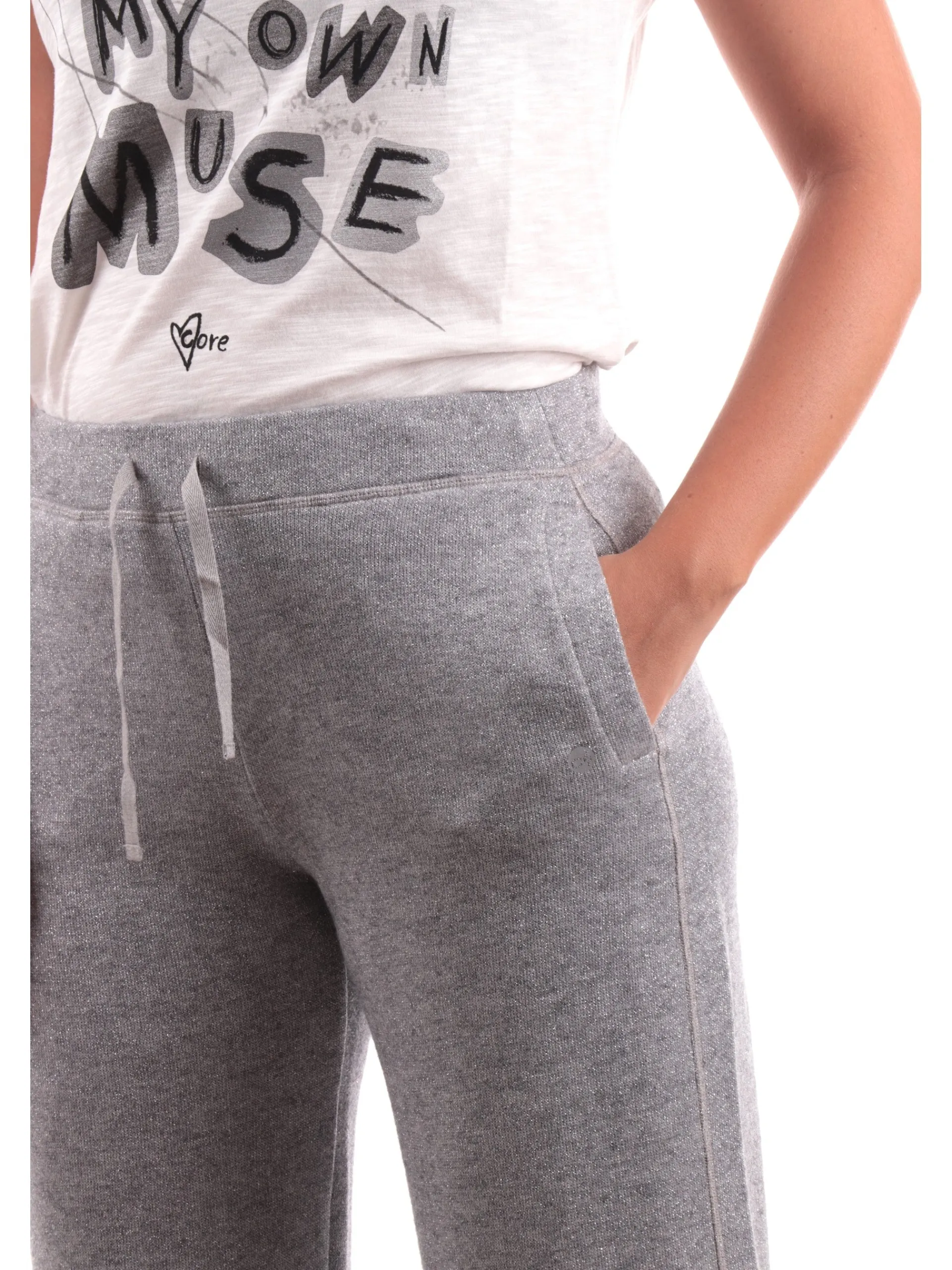 DEHA Pantaloni*Pantaloni tuta argento da donna in lurex Carrot D12058