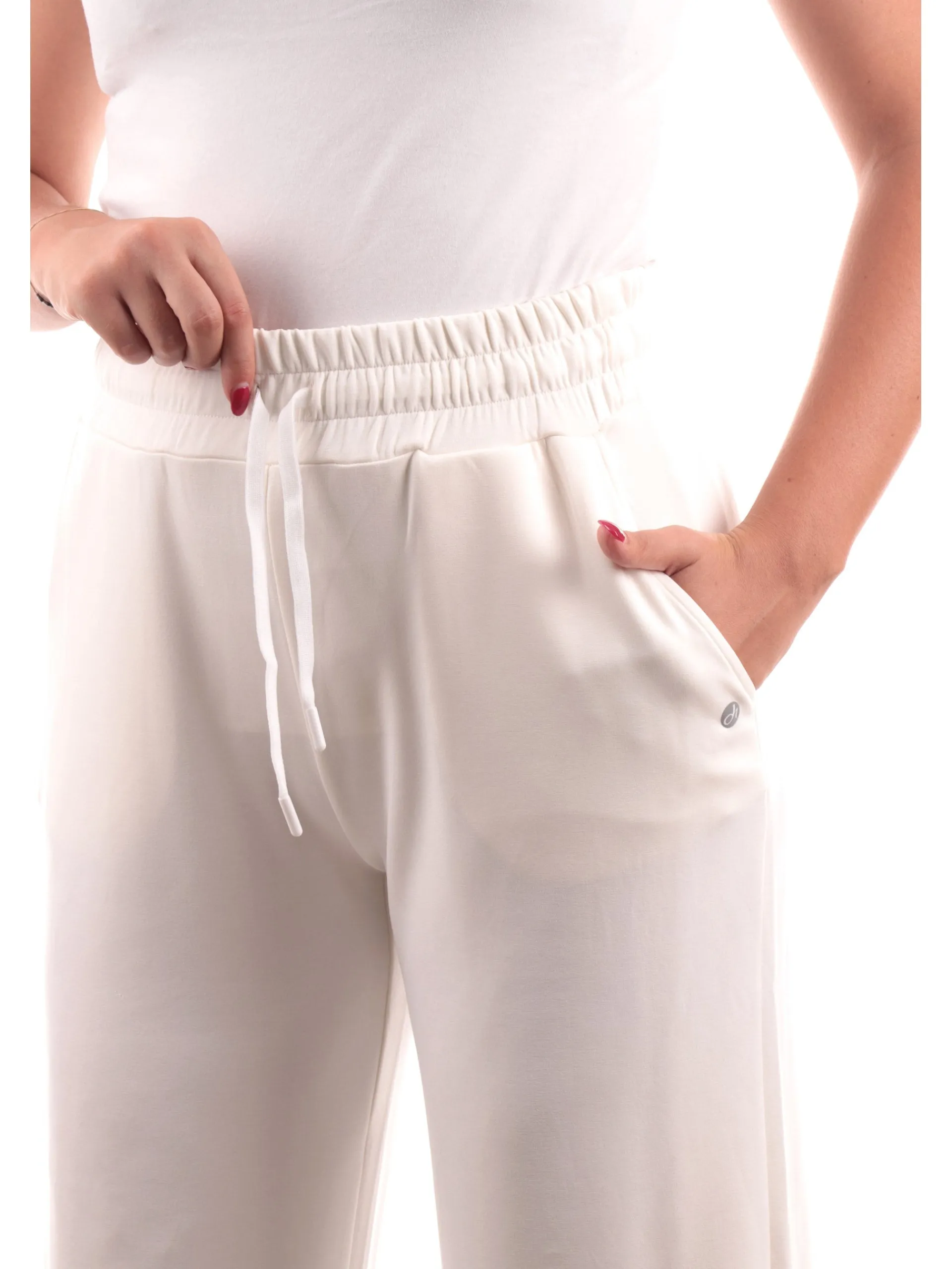 DEHA Pantaloni*Pantaloni Tuta bianchi da donna con polsini e tasche D12008