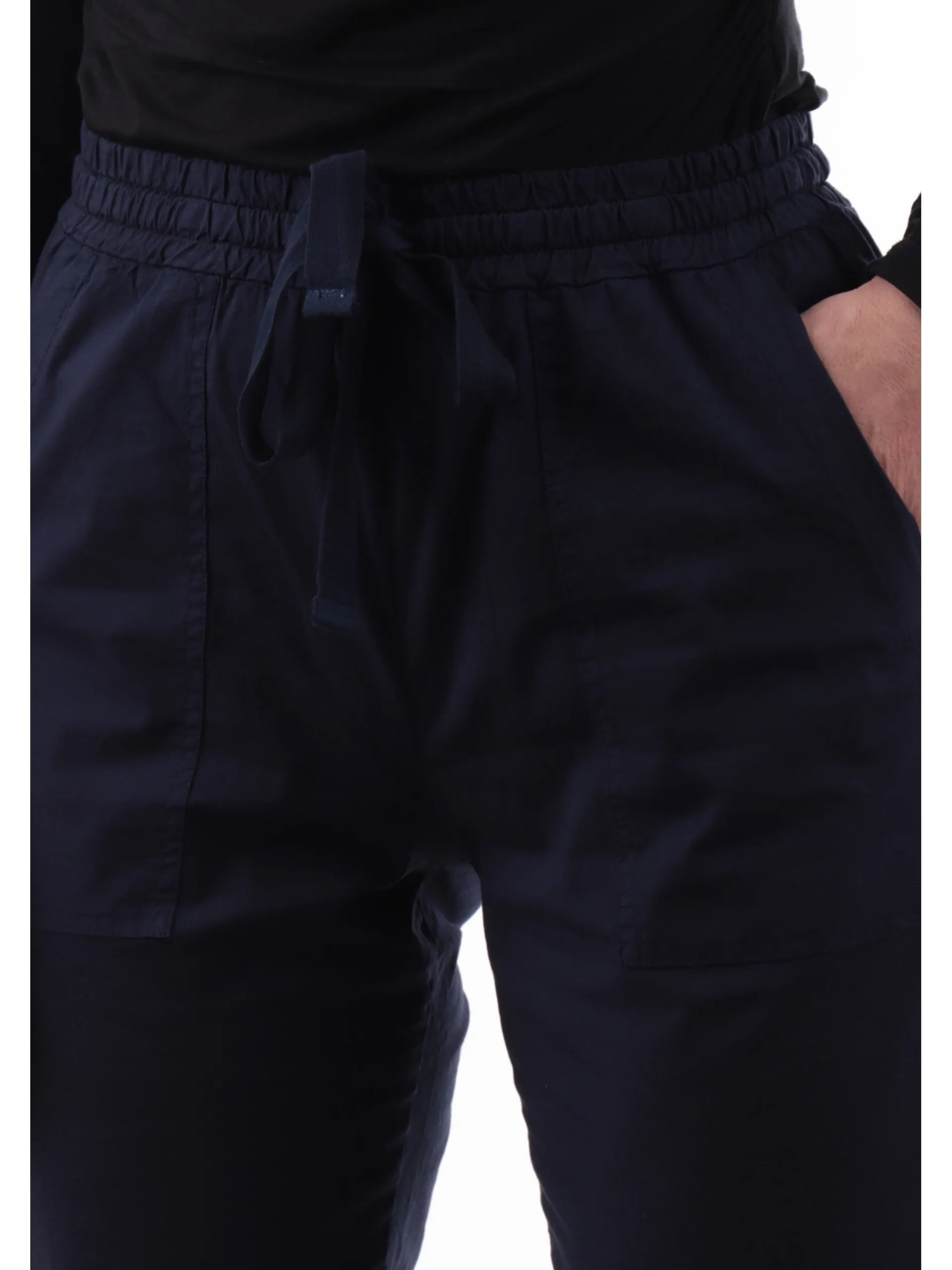 DEHA Pantaloni*Pantaloni tuta blu con risvolto da donna in popeline A00645