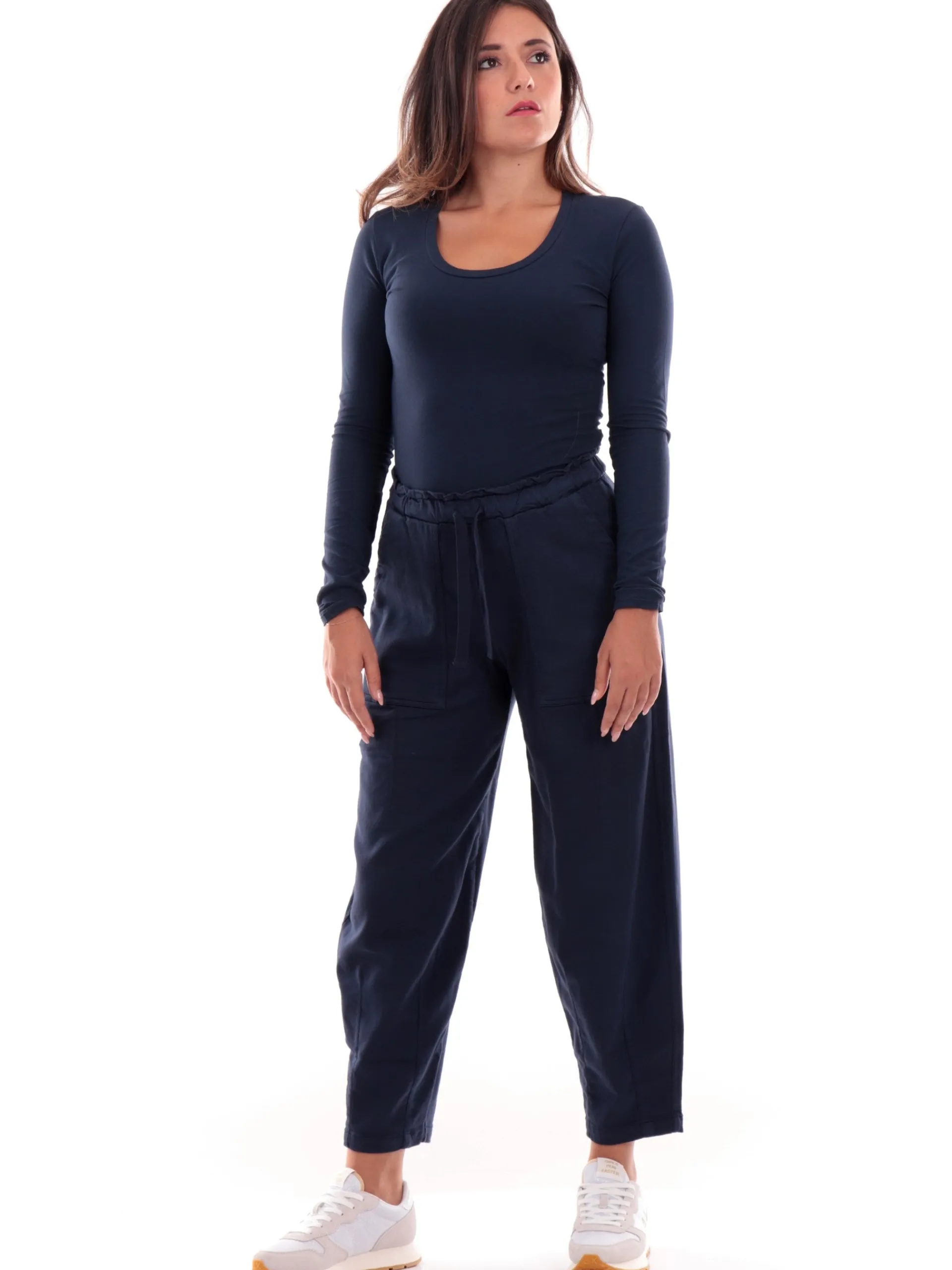 DEHA Pantaloni*Pantaloni tuta blu da donna con tasconi Gabardina D12465