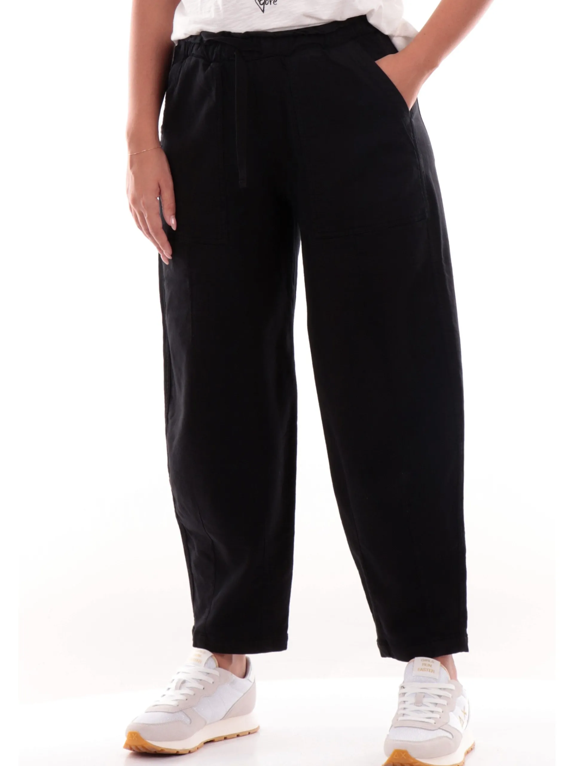 DEHA Pantaloni*Pantaloni tuta neri da donna con tasconi Gabardina D12465