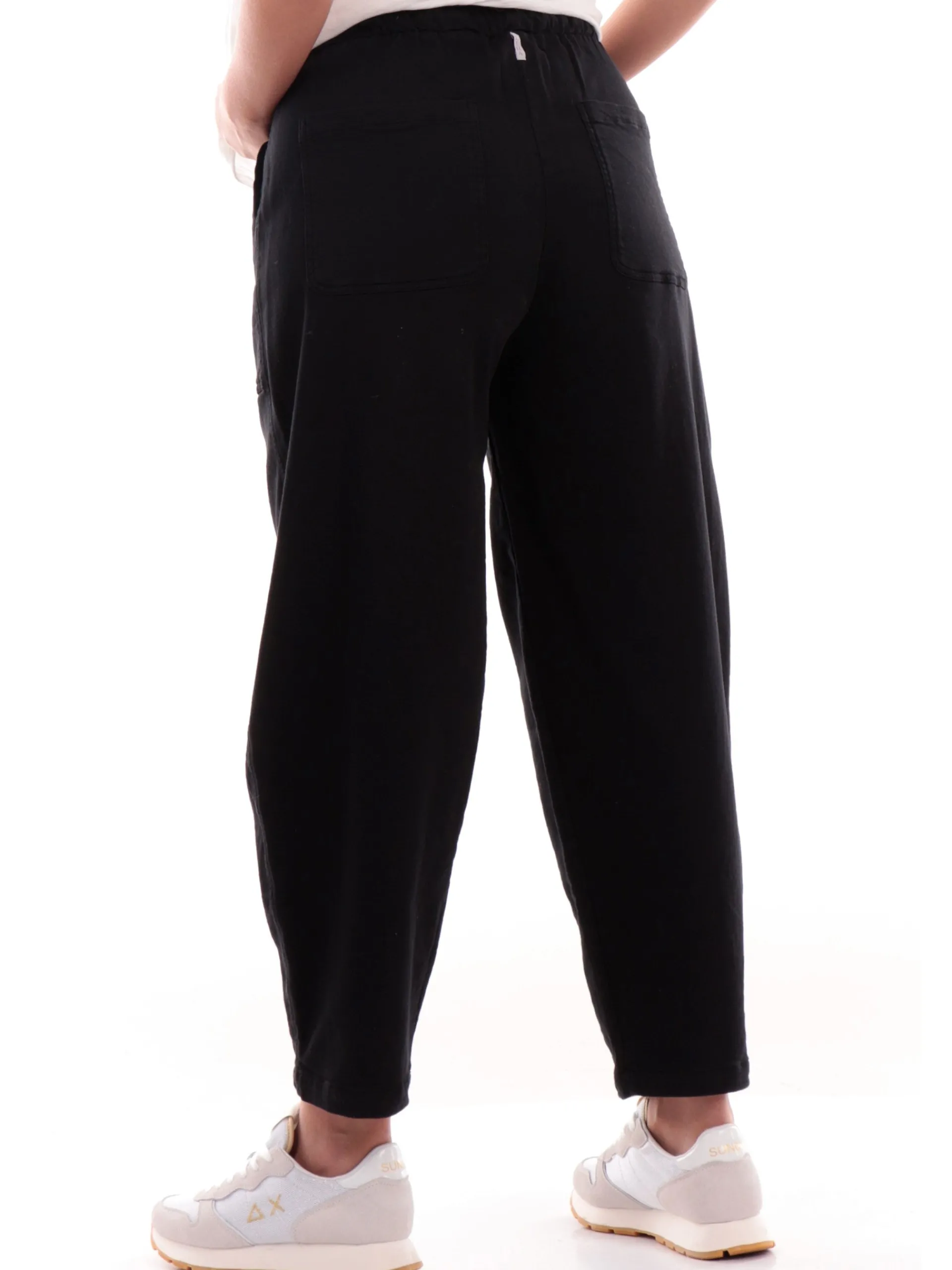 DEHA Pantaloni*Pantaloni tuta neri da donna con tasconi Gabardina D12465