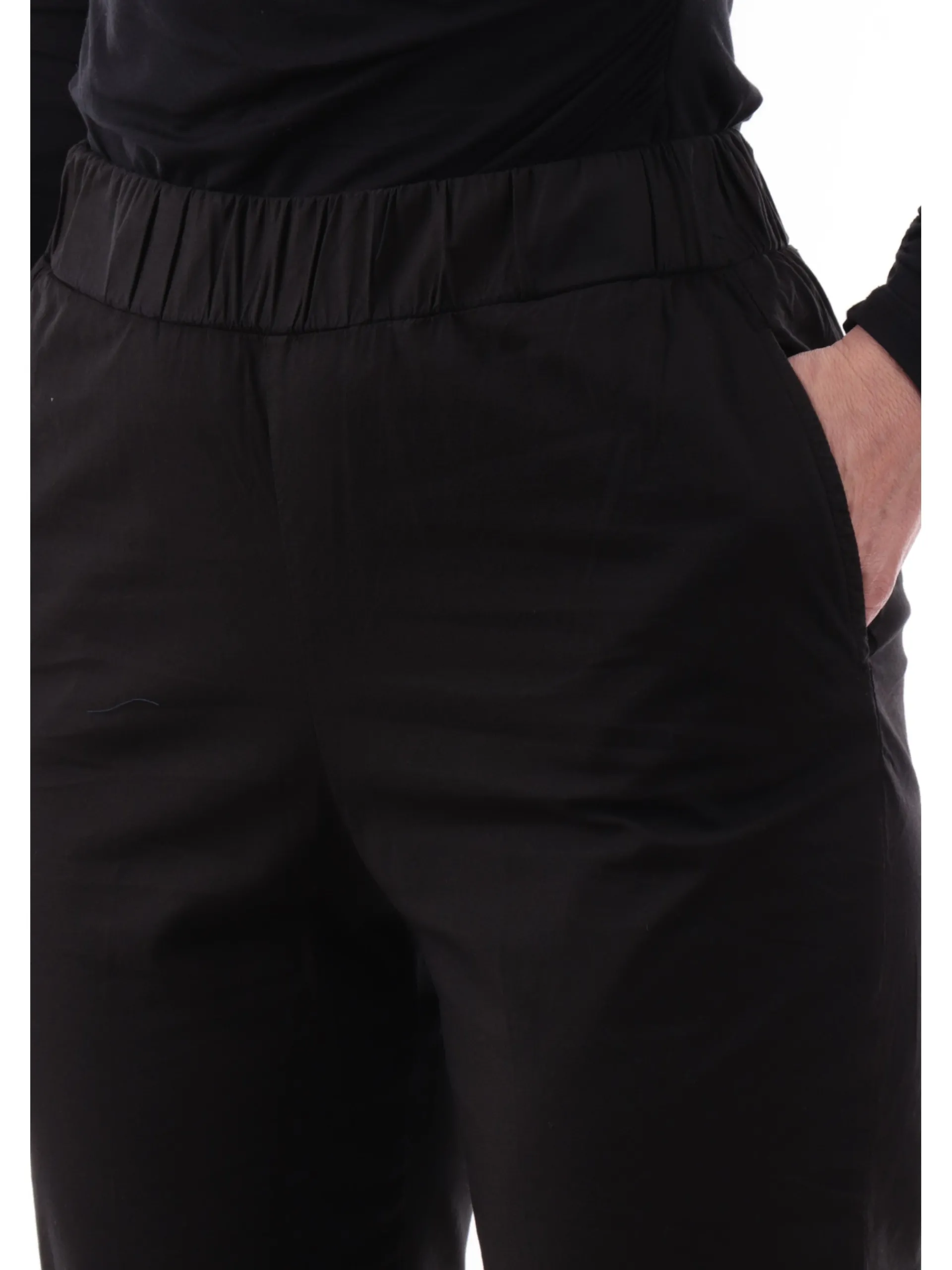 DEHA Pantaloni*Pantaloni tuta neri da donna con risvolto Popeline D22488
