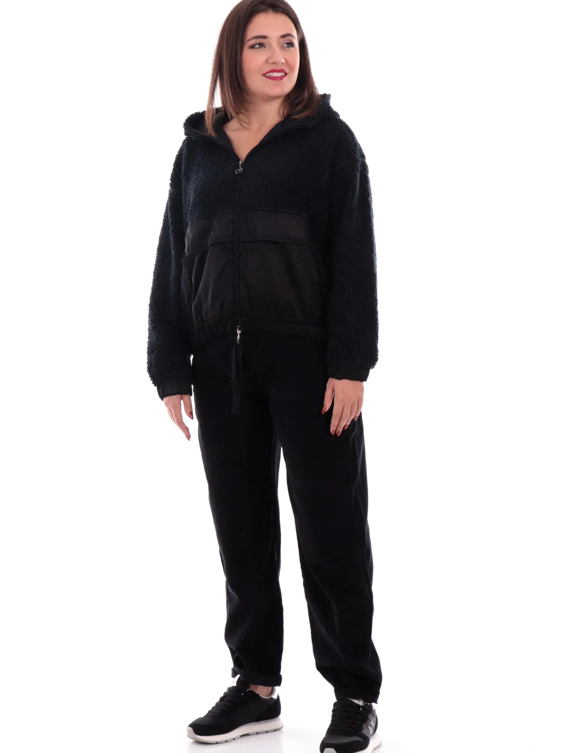 DEHA Pantaloni*Pantaloni tuta neri da donna in velluto A00585
