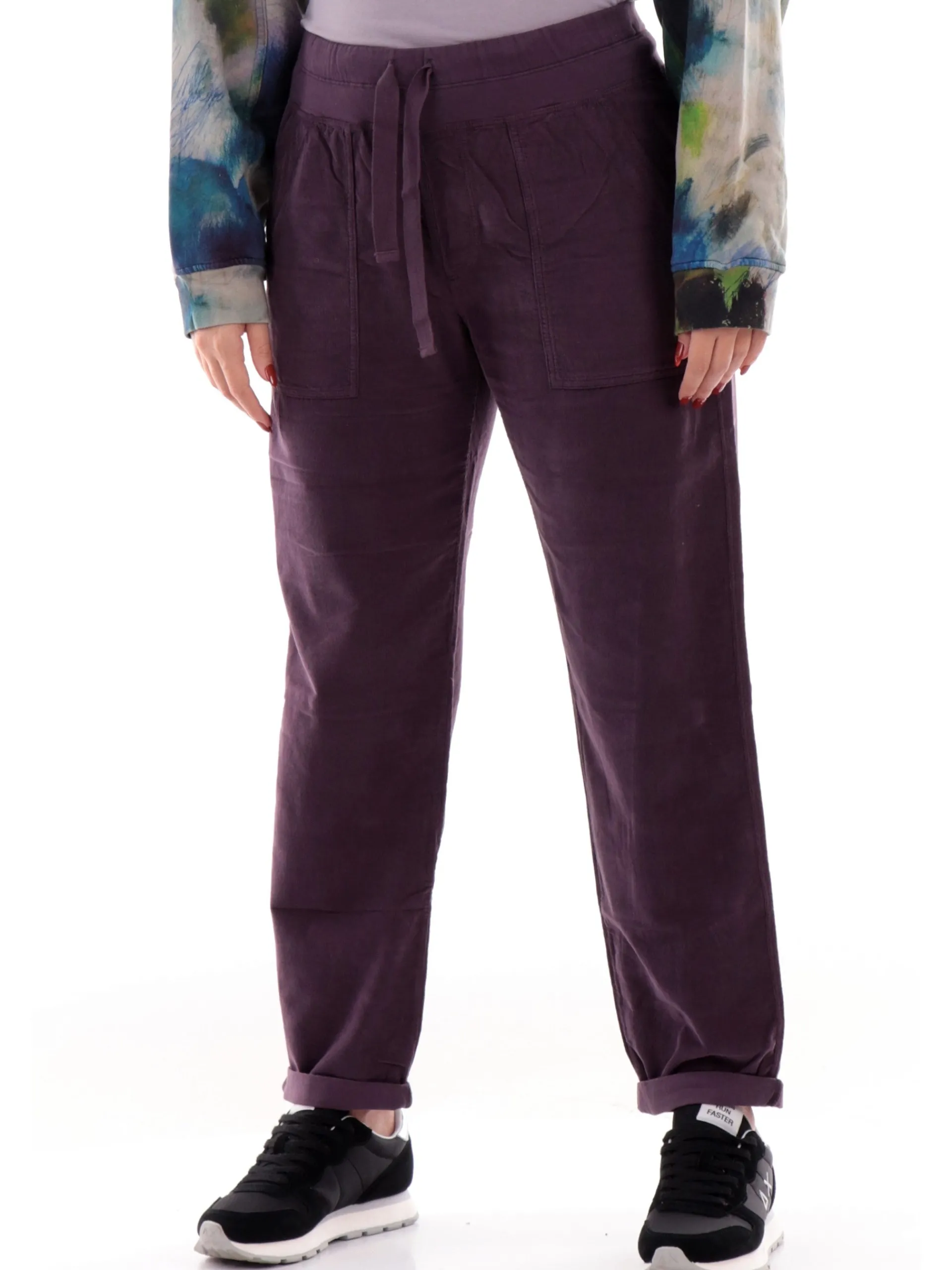 DEHA Pantaloni*Pantaloni tuta viola da donna in velluto A00585