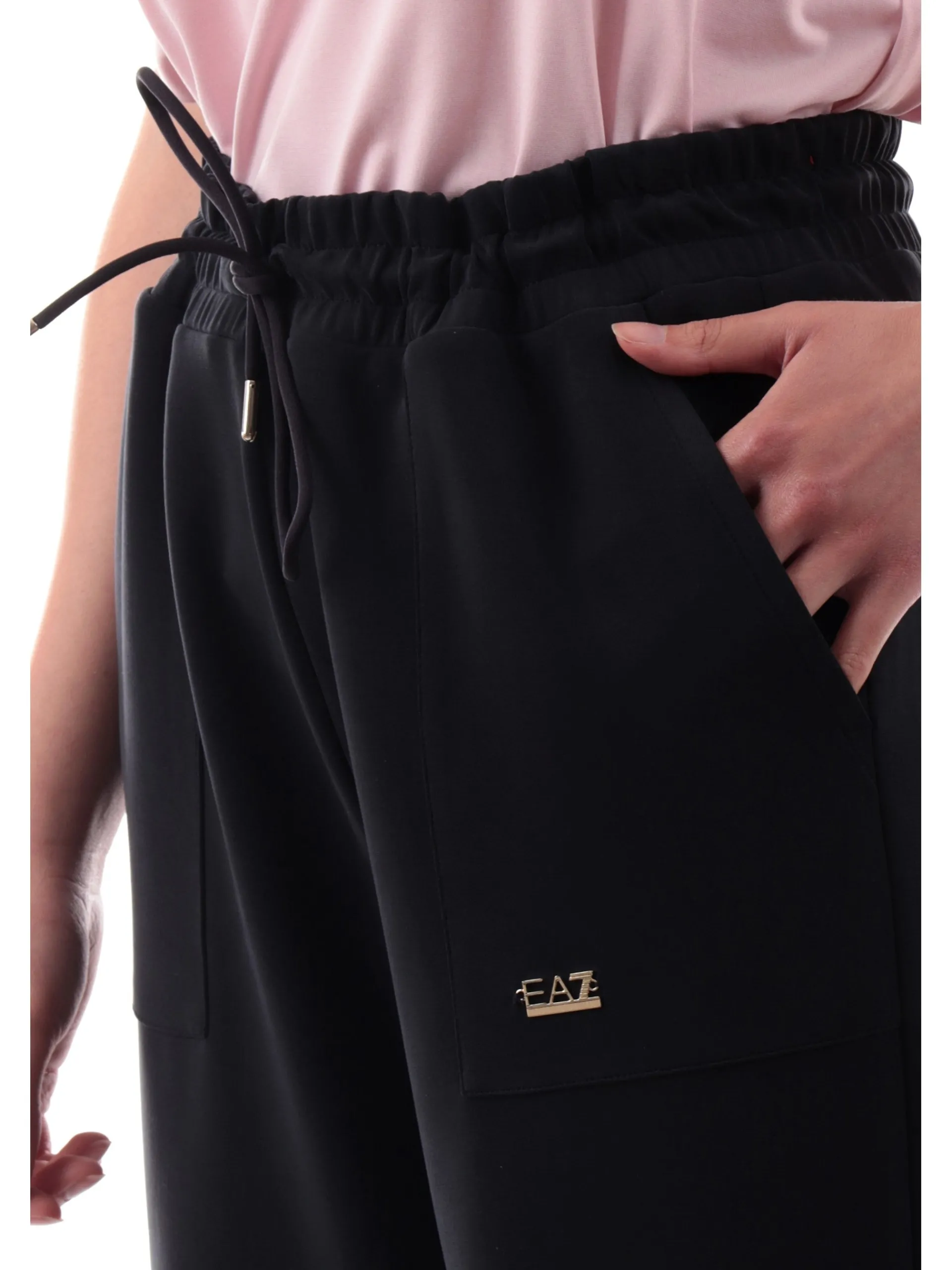 EMPORIO ARMANI 7 Pantaloni*Pantaloni tuta Emporio Armani EA7 neri da donna logo EA7 oro 7W000193AF12643 UC001