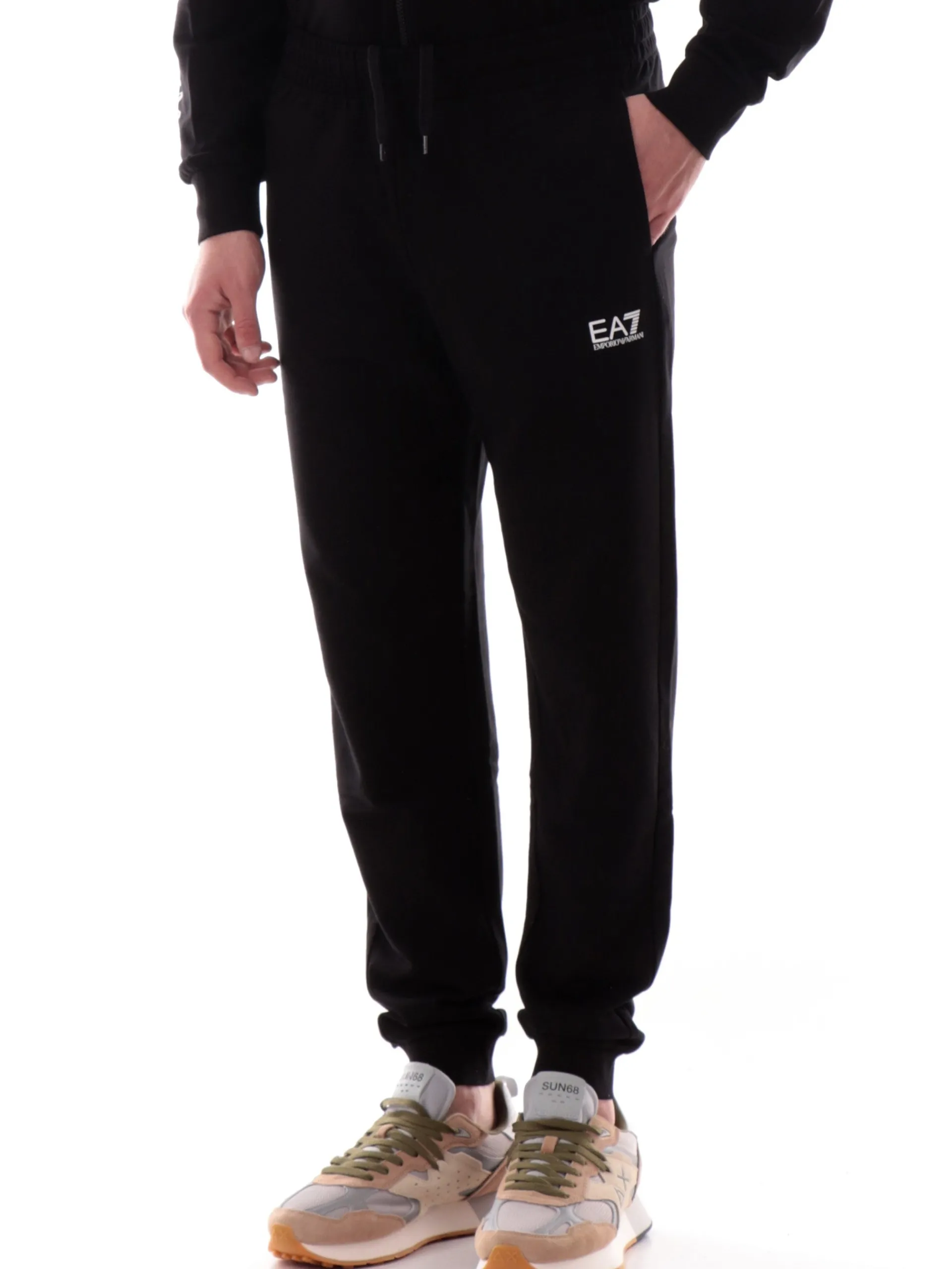 EMPORIO ARMANI 7 Pantaloni*Pantaloni tuta Emporio Armani EA7 neri da uomo logo bianco 8NPP66PJVRZ