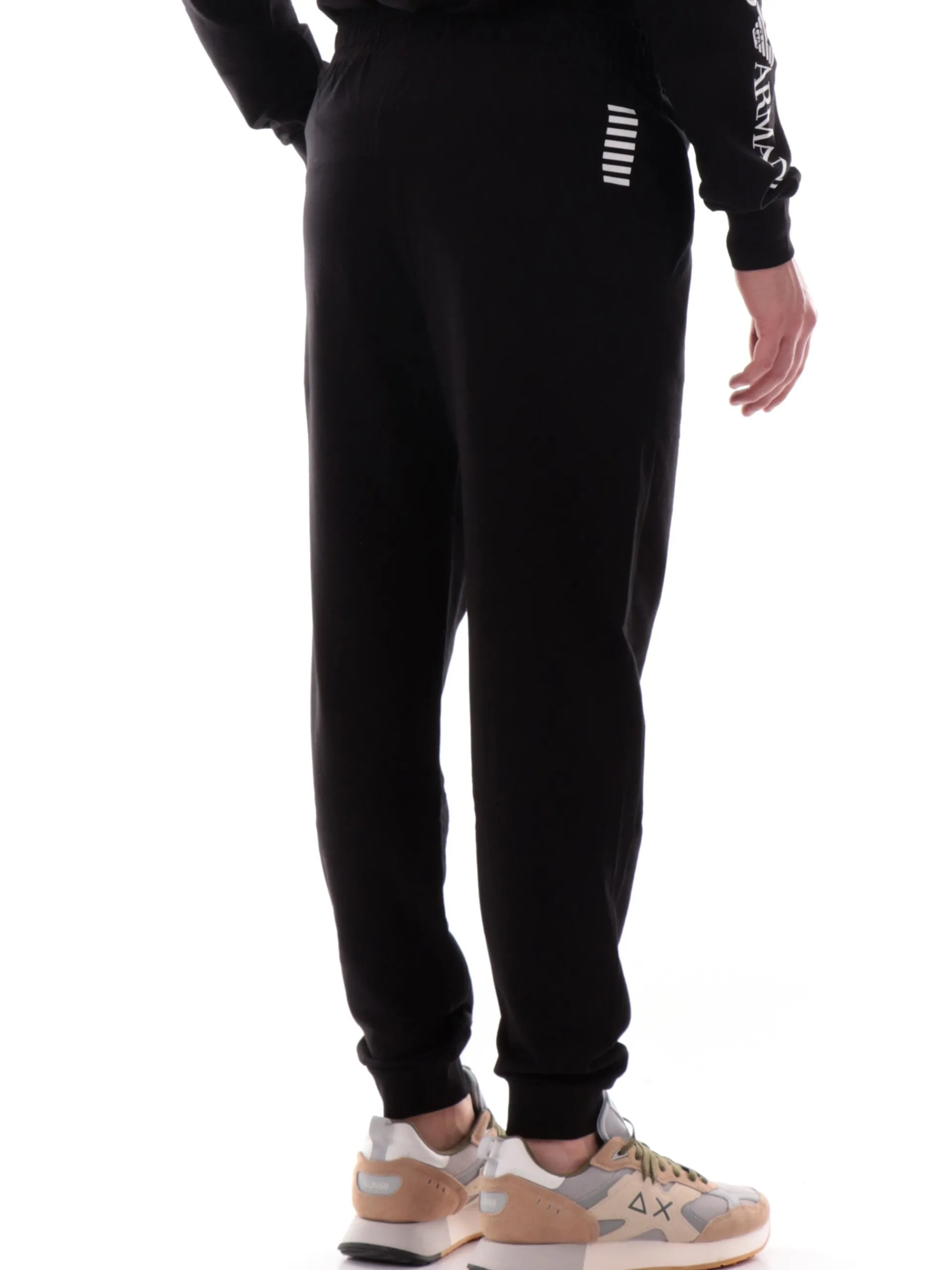 EMPORIO ARMANI 7 Pantaloni*Pantaloni tuta Emporio Armani EA7 neri da uomo logo bianco 8NPP66PJVRZ